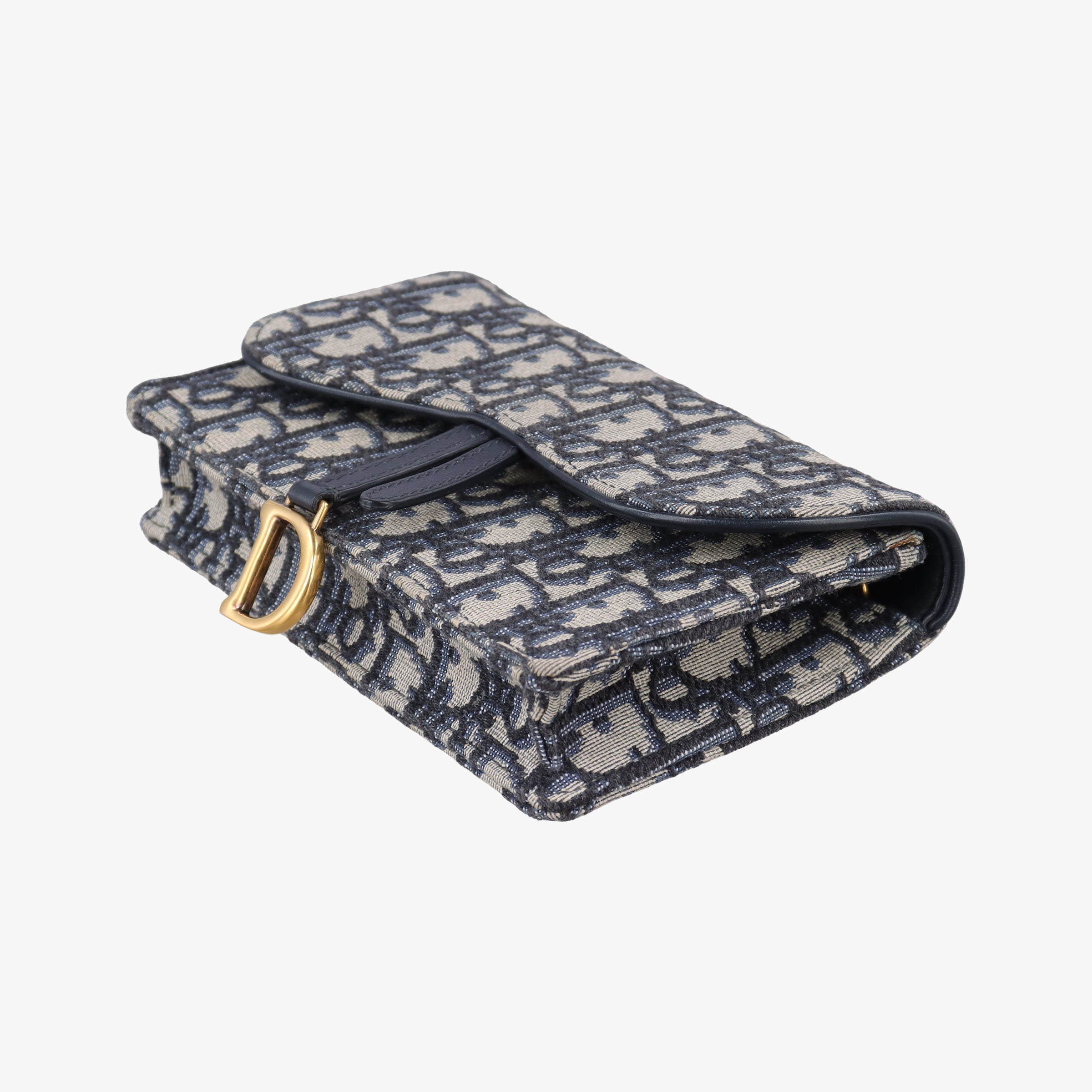 Secondhand Christian Dior Saddle Navy×Gray jacquard  bum bag/waist bag | stylenewstar