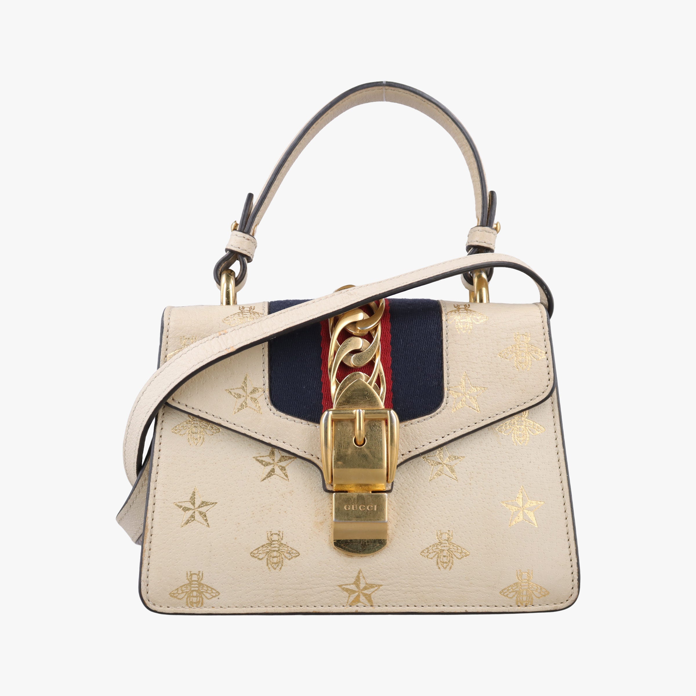 Vintage Gucci Sylvie White×black×red Leather 470270 shoulderbag | stylenewstar