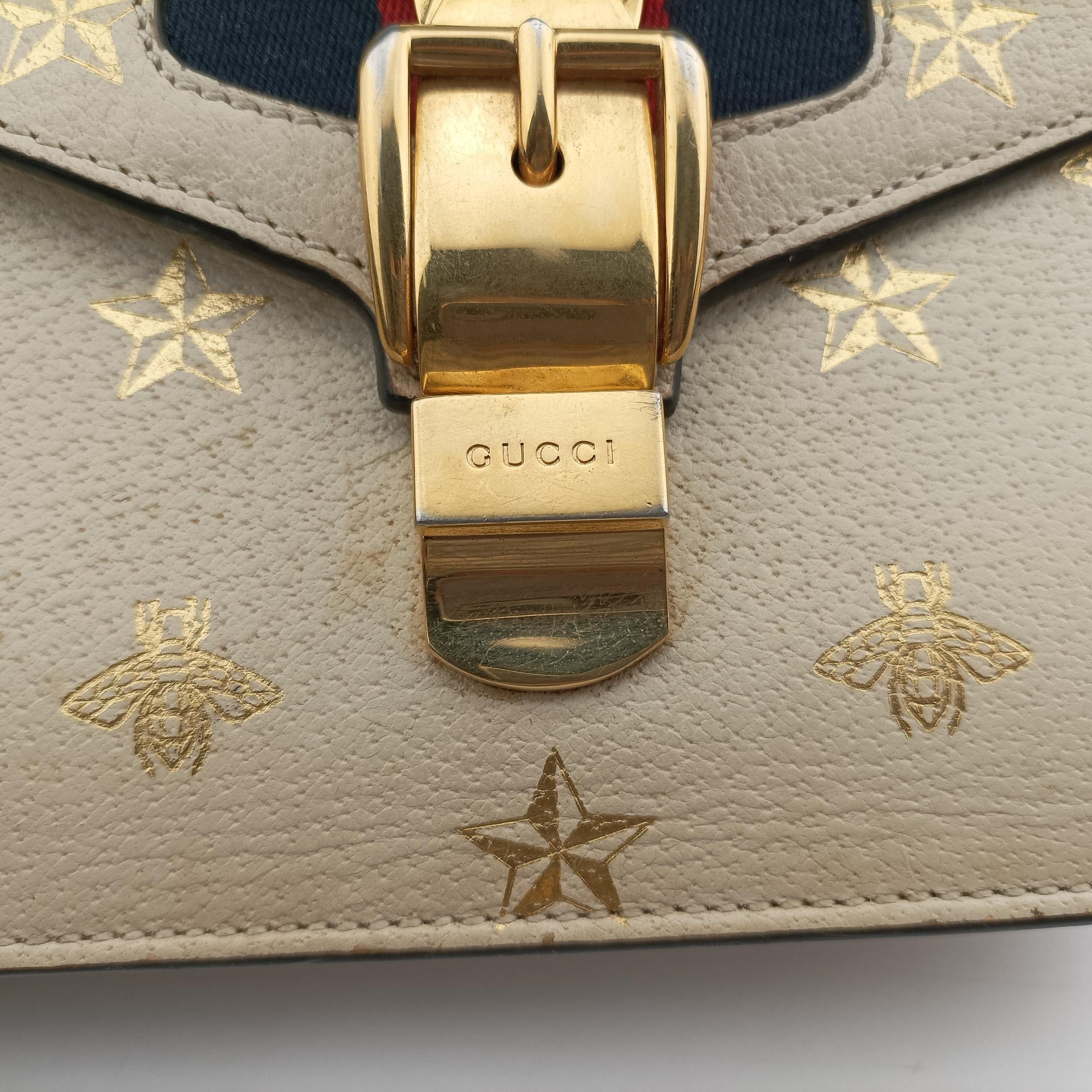 Vintage Gucci Sylvie White×black×red Leather 470270 shoulderbag | stylenewstar