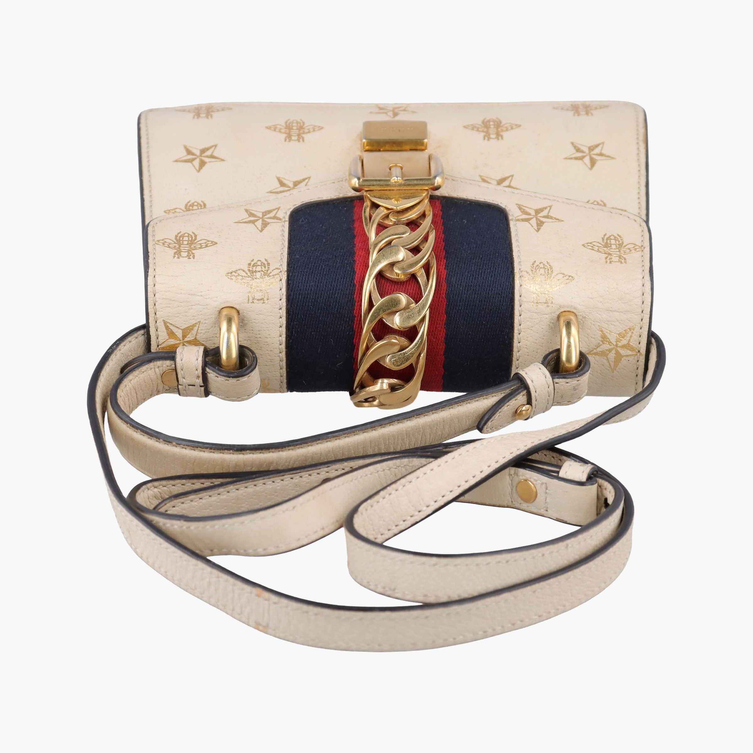 Vintage Gucci Sylvie White×black×red Leather 470270 shoulderbag | stylenewstar