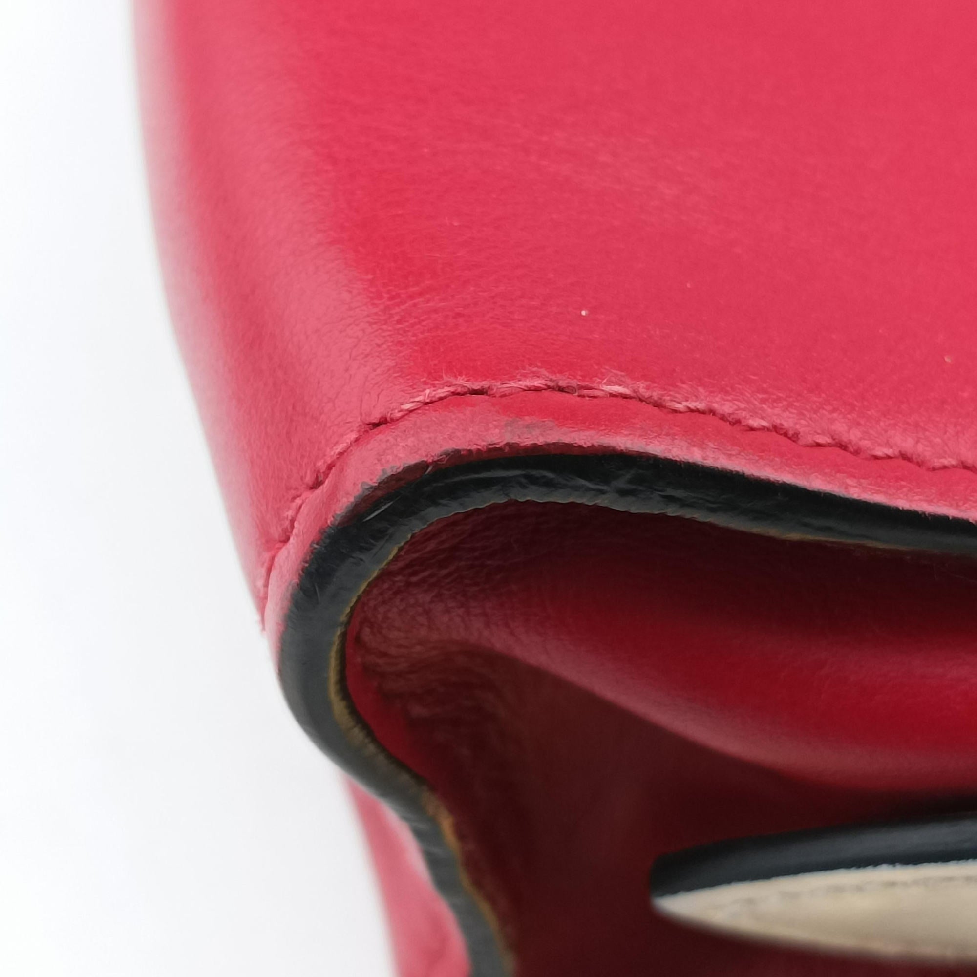 Pre-owned Prada lip print Esplanade Red×white Leather 1BH043 shoulderbag | stylenewstar