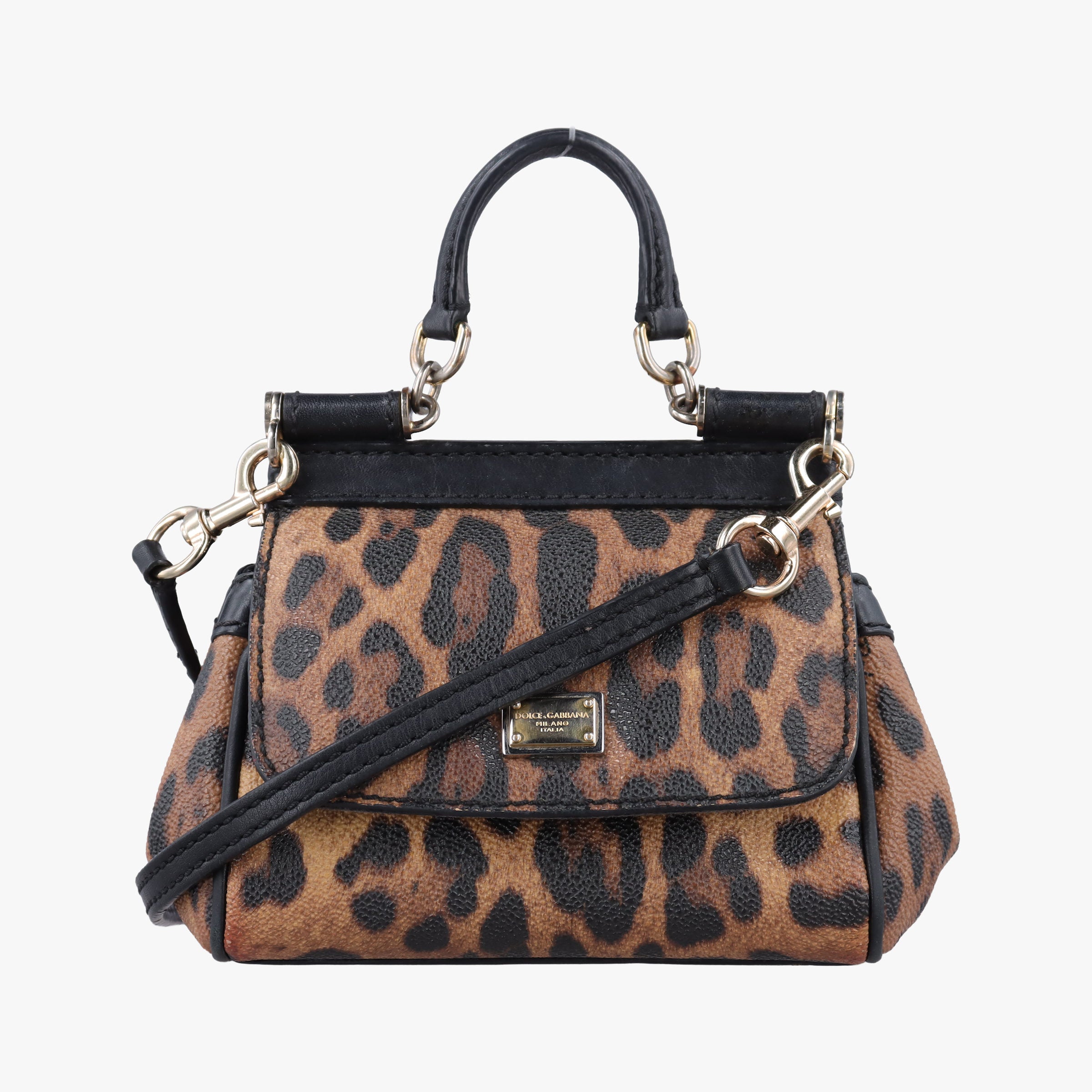 Pre-owned Dolce & Gabbana SICILY Leopard Multicolour PVC coated canvas  shoulderbag | stylenewstar