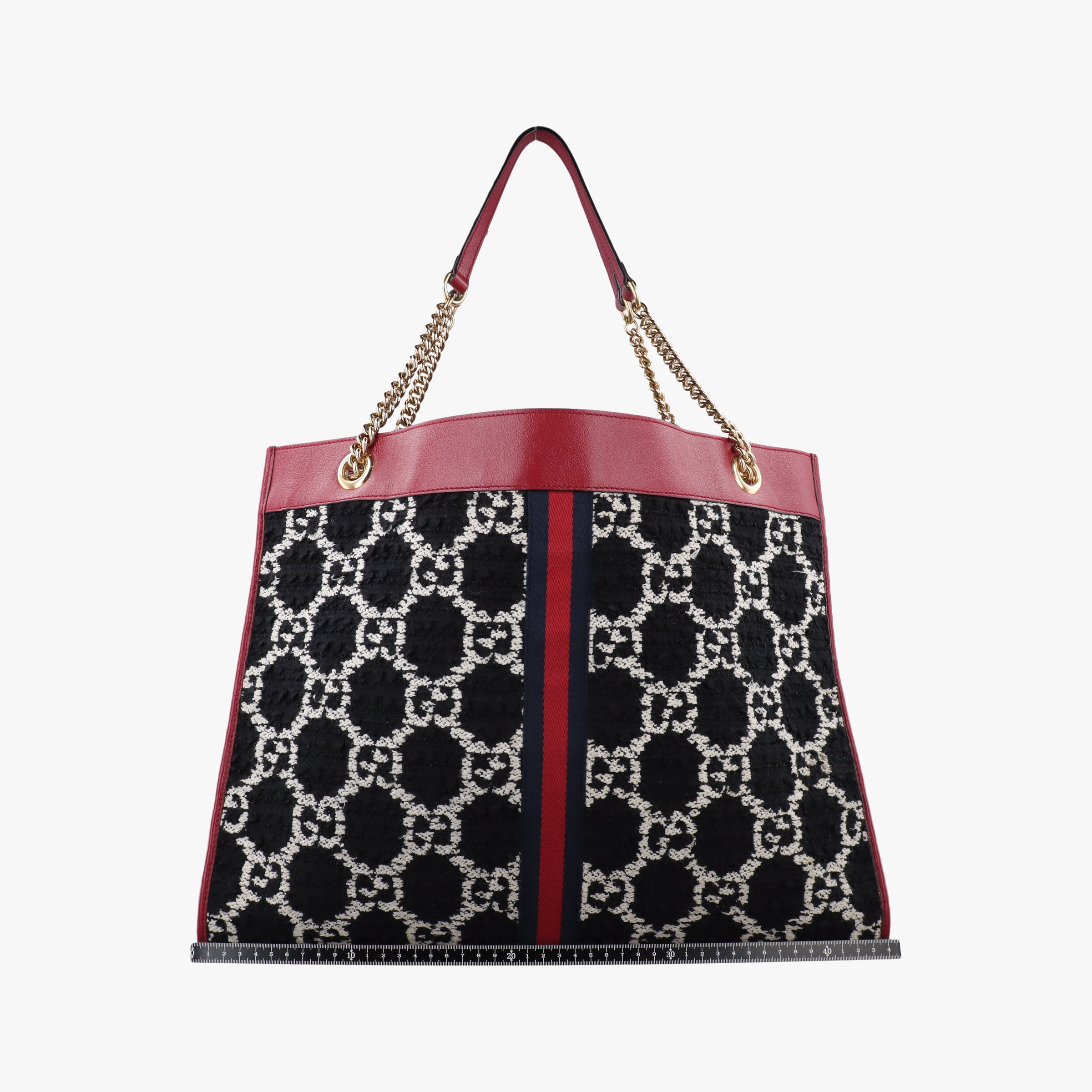 Pre-owned Gucci Rajah Black × Red × Multi Tweed × Leather 537219 shoulderbag | stylenewstar