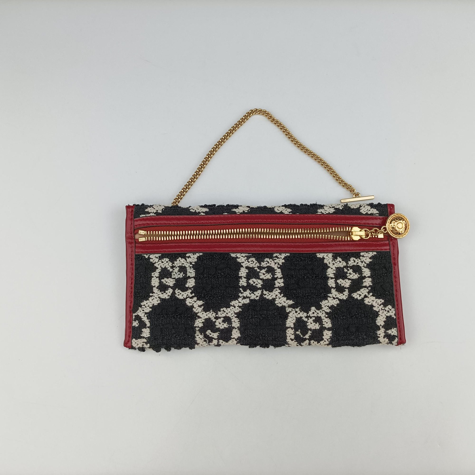 Pre-owned Gucci Rajah Black × Red × Multi Tweed × Leather 537219 shoulderbag | stylenewstar