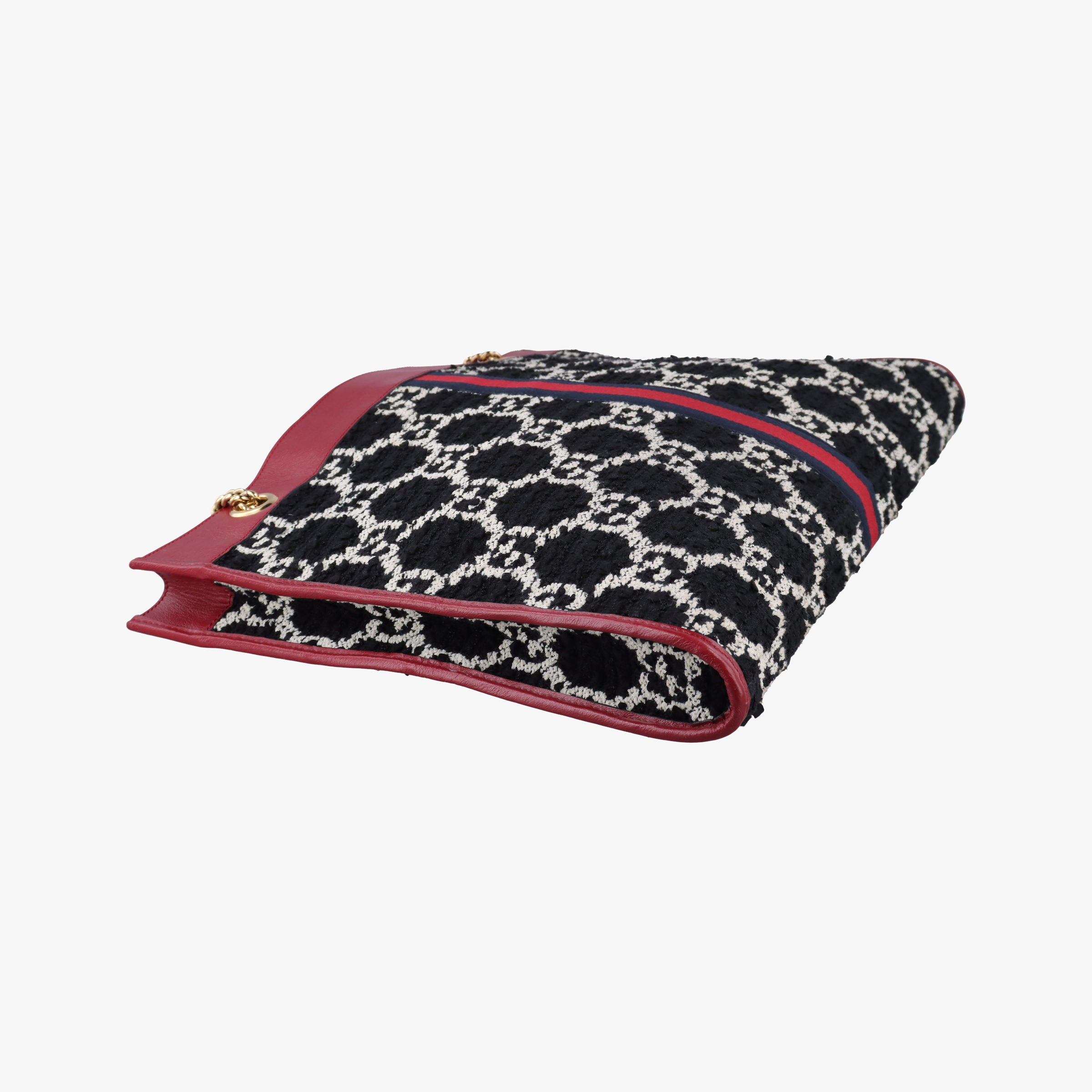 Pre-owned Gucci Rajah Black × Red × Multi Tweed × Leather 537219 shoulderbag | stylenewstar