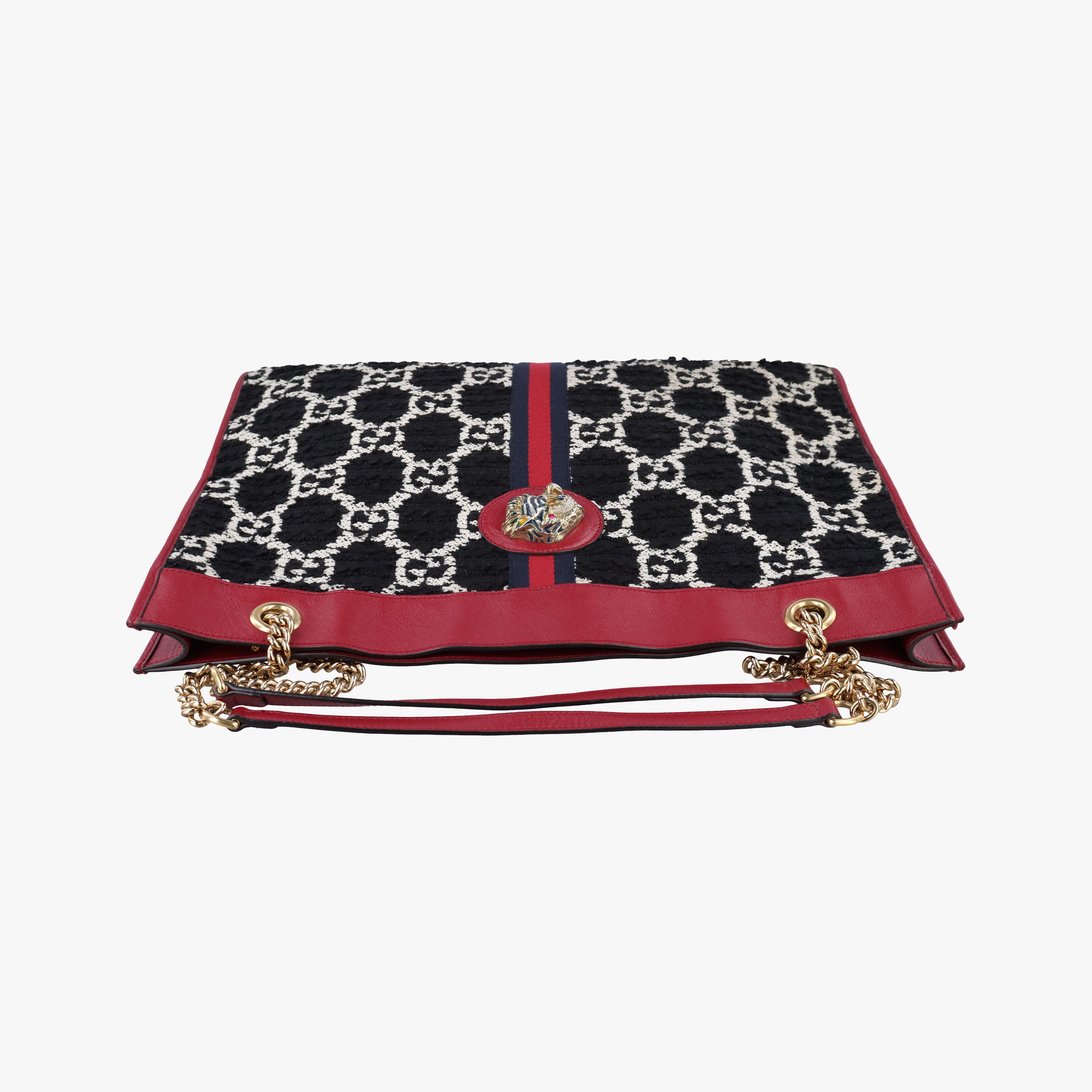 Pre-owned Gucci Rajah Black × Red × Multi Tweed × Leather 537219 shoulderbag | stylenewstar