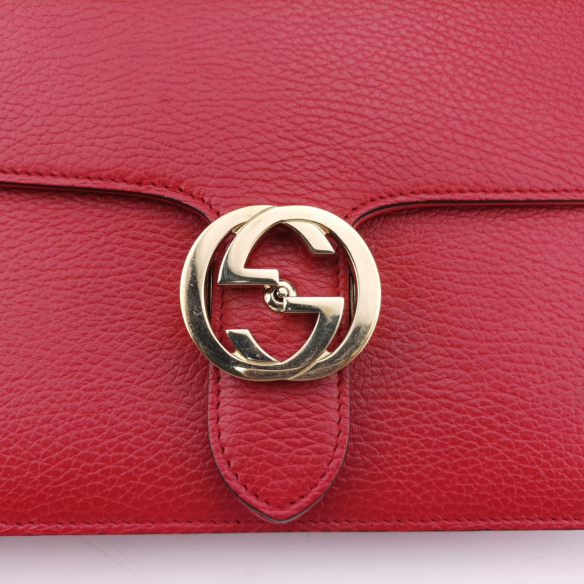 Pre-owned Gucci Interlocking G Red Leather 510303 shoulderbag | stylenewstar