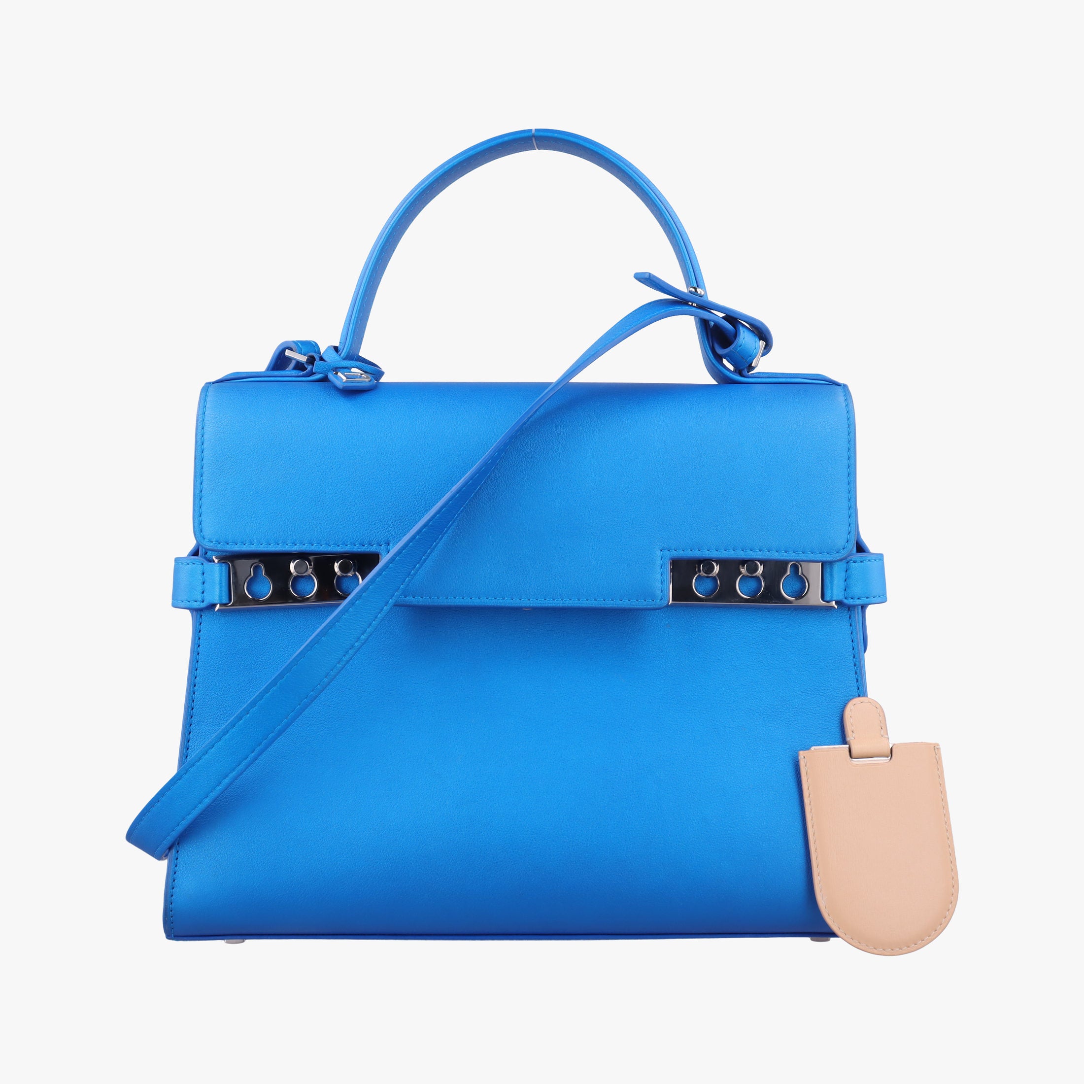Pre-owned Delvaux Tan pete Blue Leather  shoulderbag | stylenewstar