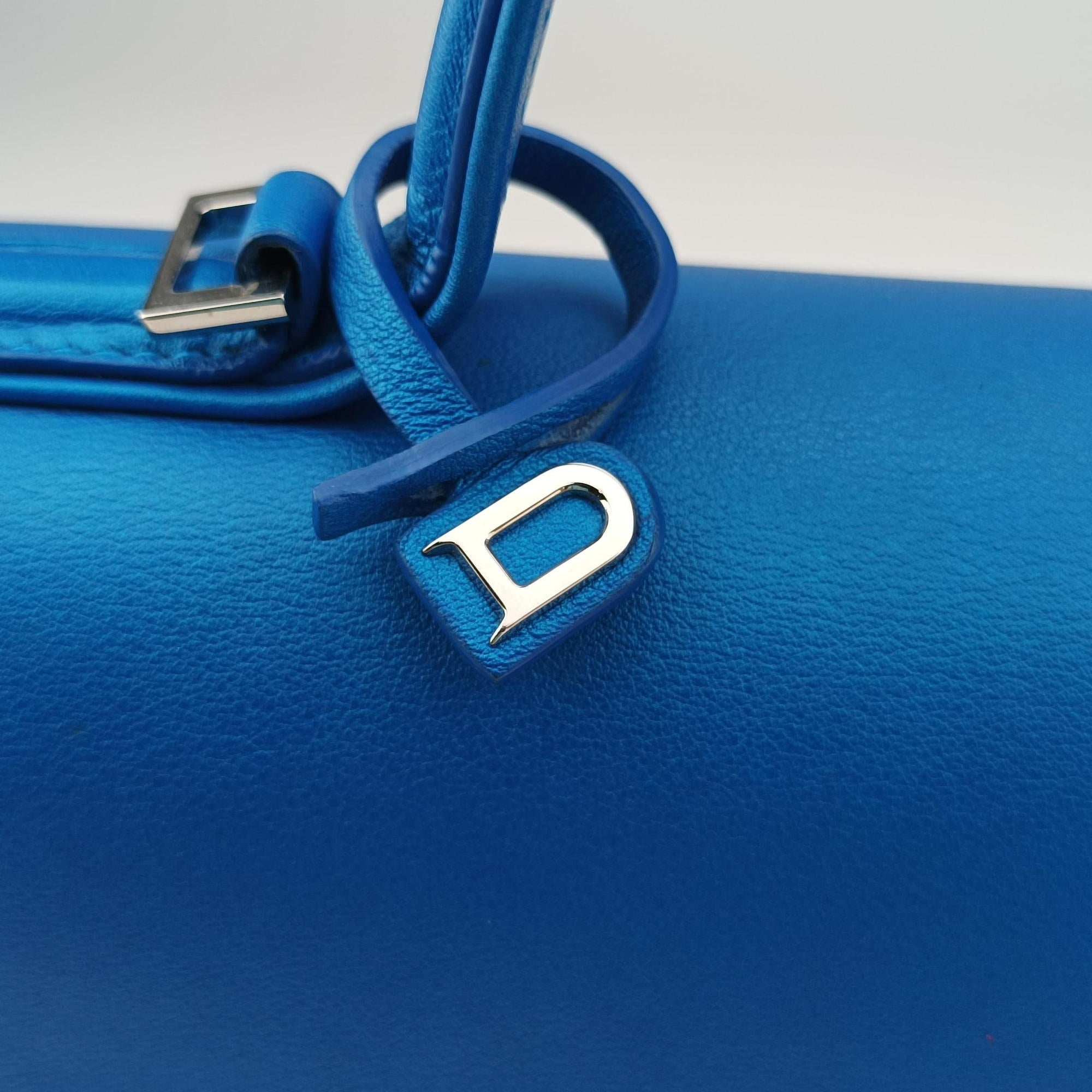 Pre-owned Delvaux Tan pete Blue Leather  shoulderbag | stylenewstar