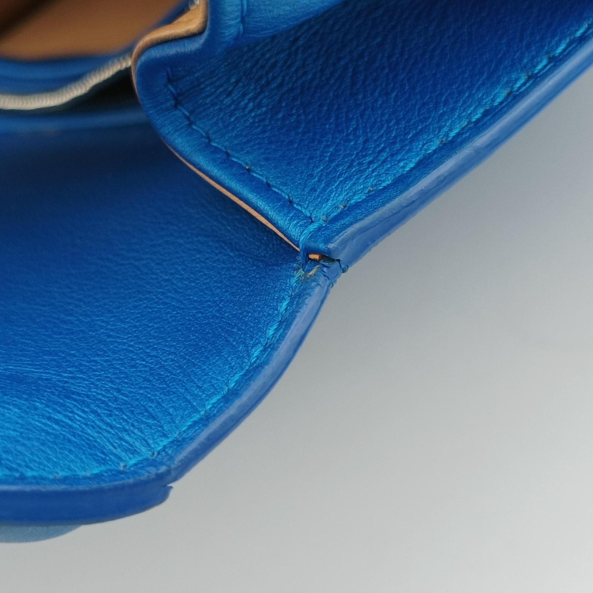 Pre-owned Delvaux Tan pete Blue Leather  shoulderbag | stylenewstar