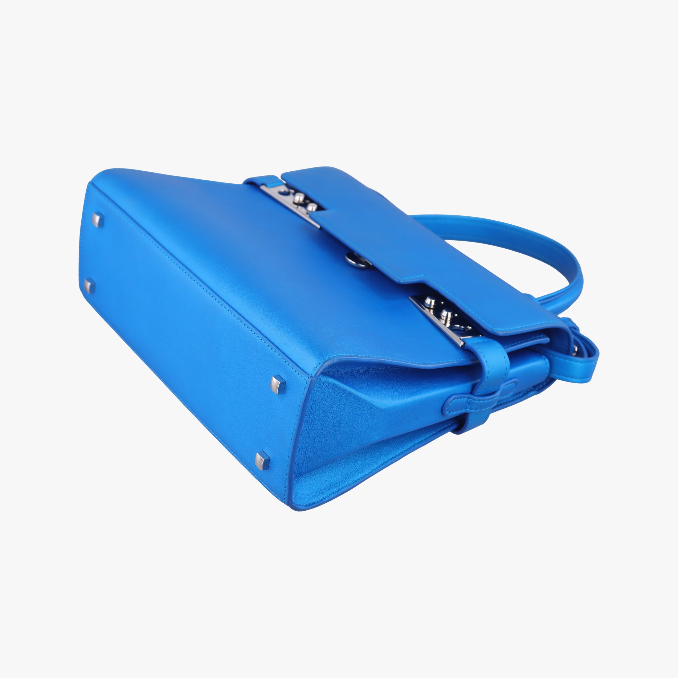 Pre-owned Delvaux Tan pete Blue Leather  shoulderbag | stylenewstar