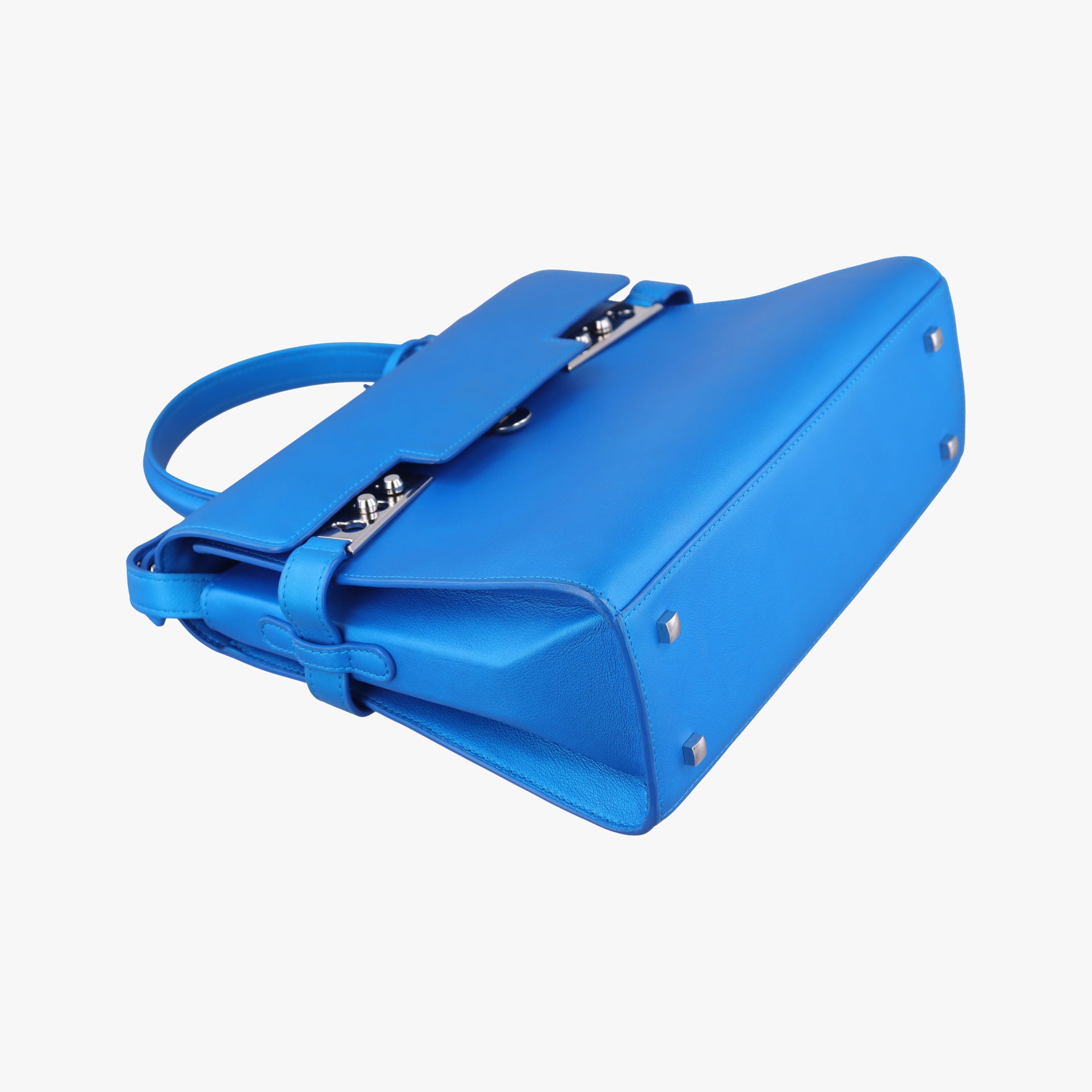 Pre-owned Delvaux Tan pete Blue Leather  shoulderbag | stylenewstar