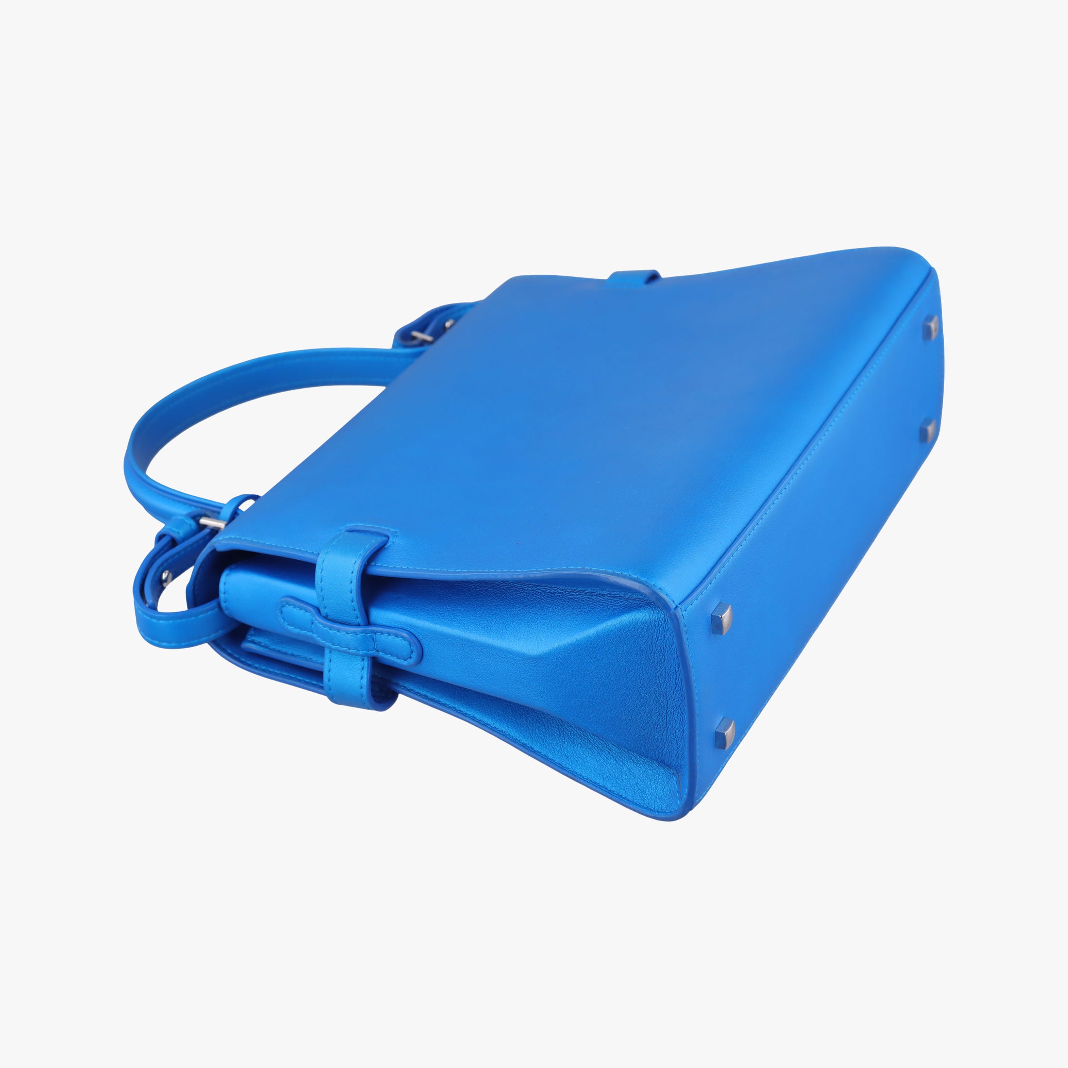 Pre-owned Delvaux Tan pete Blue Leather  shoulderbag | stylenewstar
