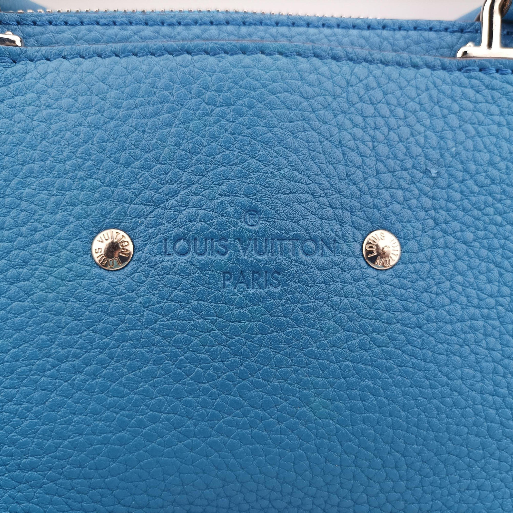 Pre-owned Louis Vuitton Armand Briefcase MM Blue Taurillon leather M52822 handbag | stylenewstar
