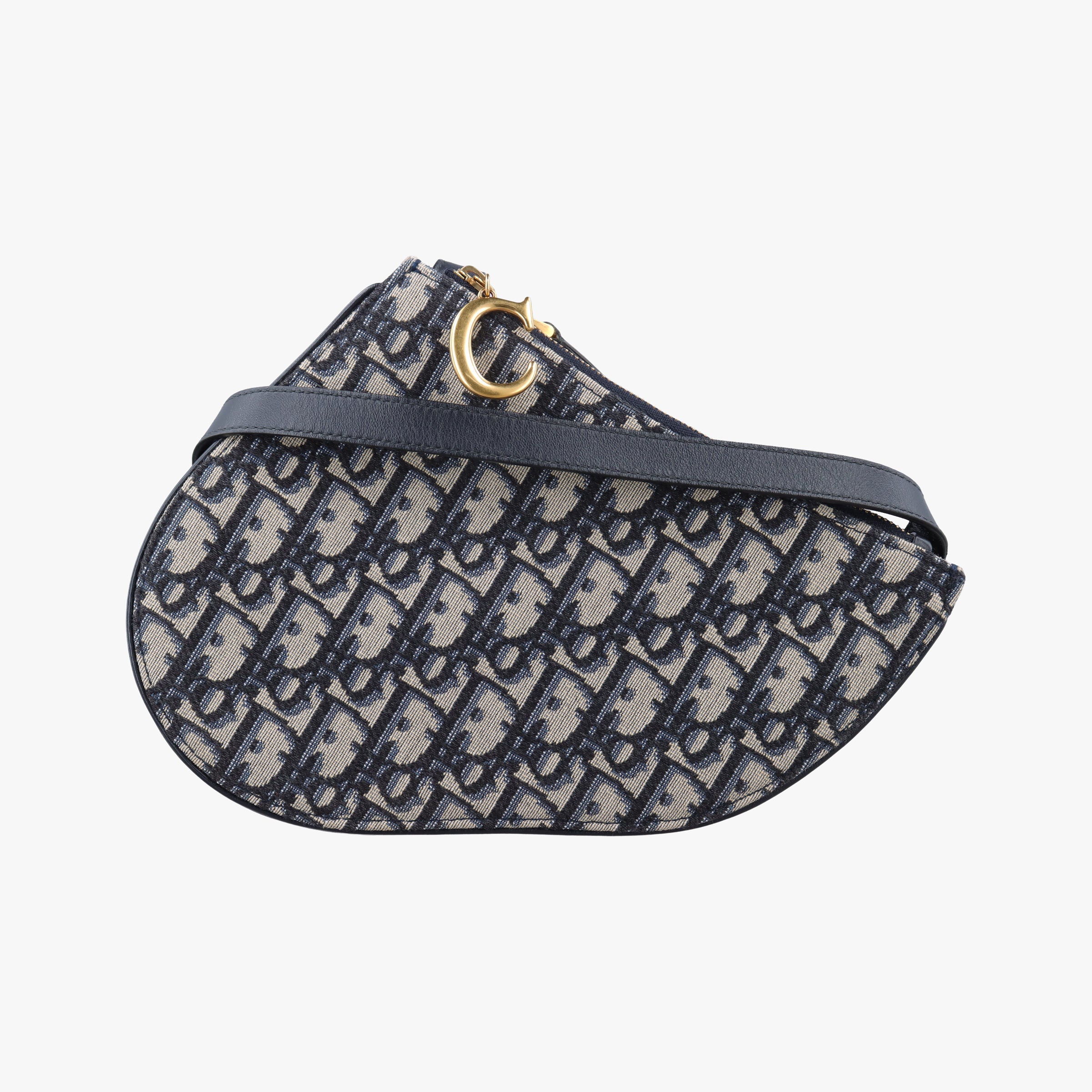 Pre-owned Christian Dior Saddle Navy×gray Jacquard  shoulderbag | stylenewstar