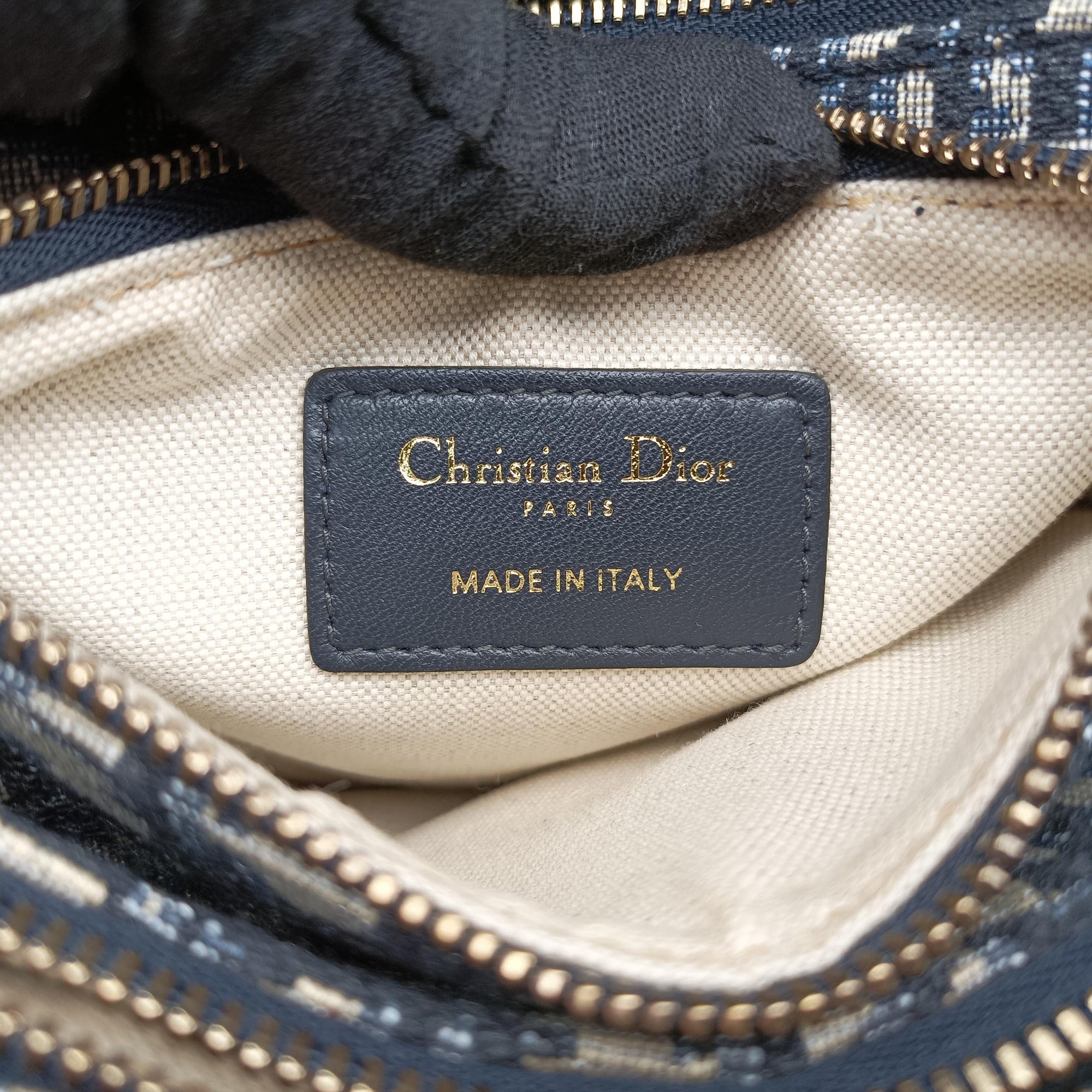Pre-owned Christian Dior Saddle Navy×gray Jacquard  shoulderbag | stylenewstar