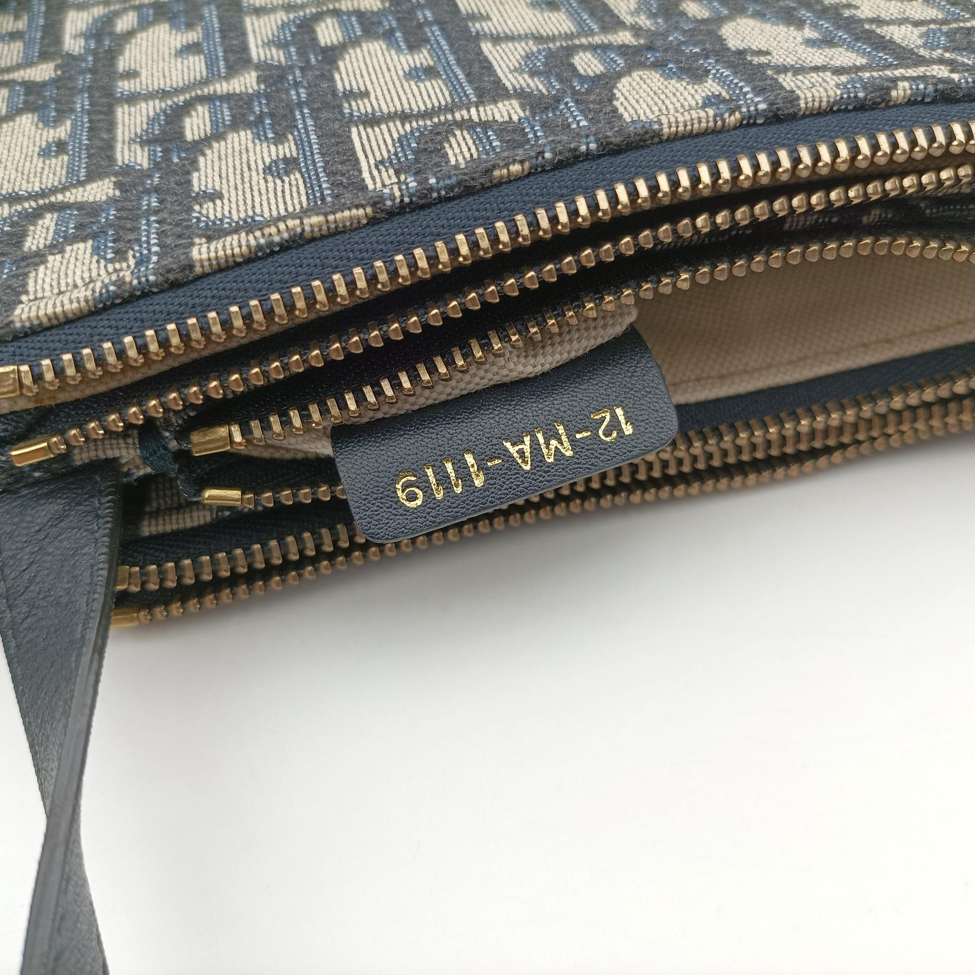 Pre-owned Christian Dior Saddle Navy×gray Jacquard  shoulderbag | stylenewstar