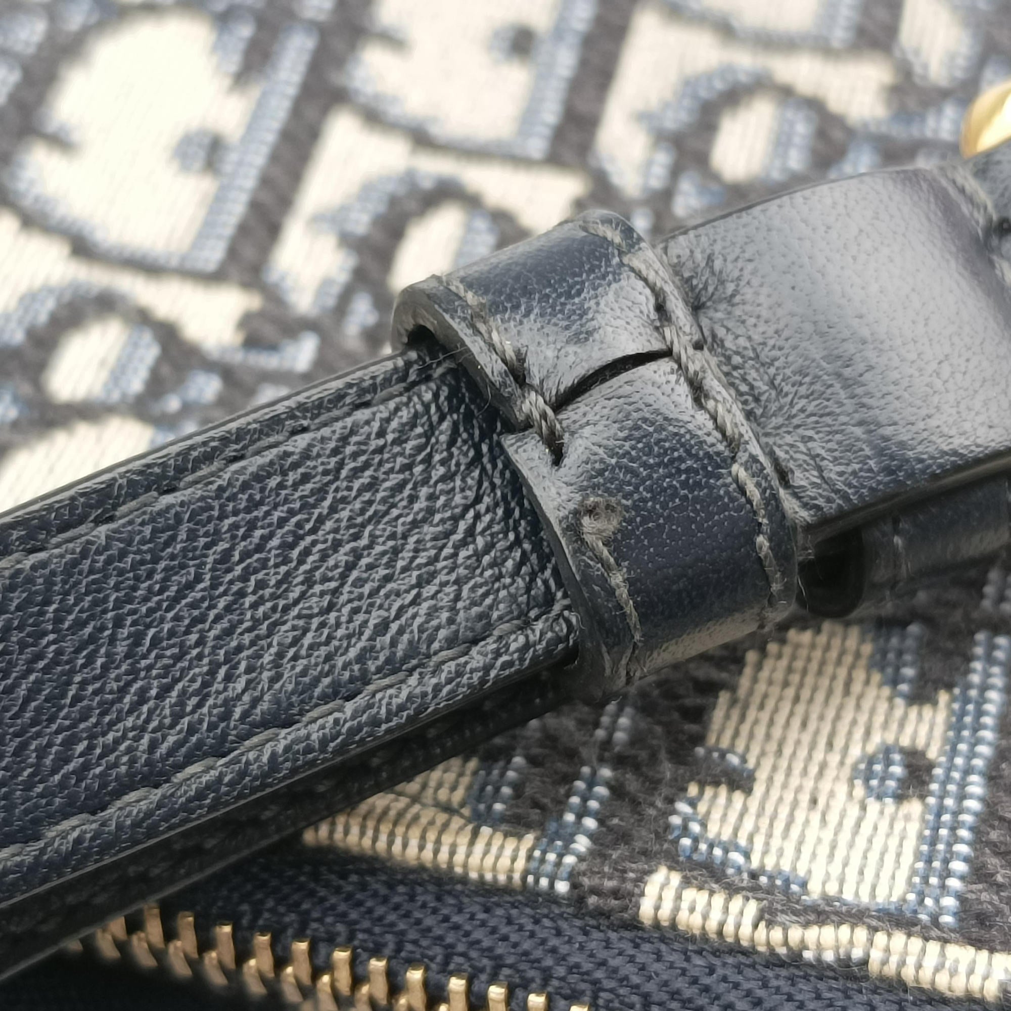 Pre-owned Christian Dior Saddle Navy×gray Jacquard  shoulderbag | stylenewstar
