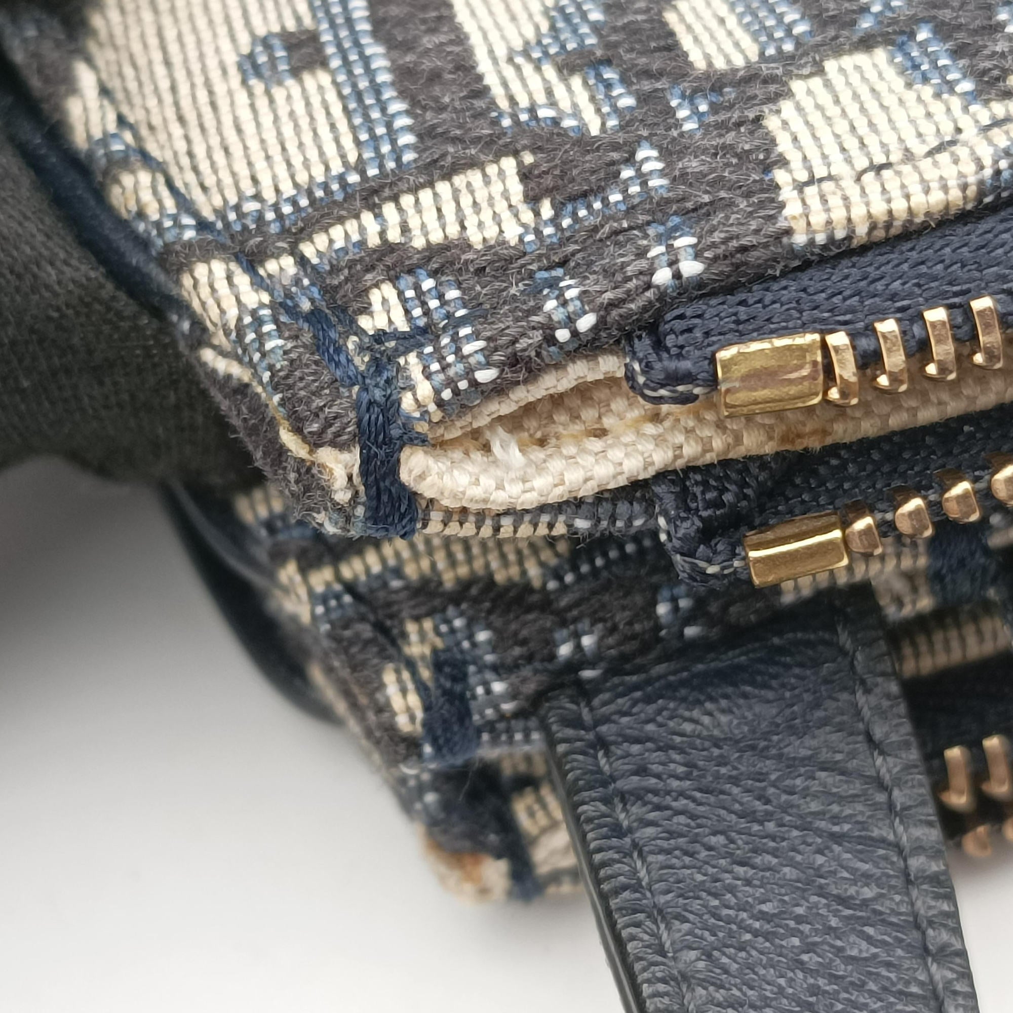 Pre-owned Christian Dior Saddle Navy×gray Jacquard  shoulderbag | stylenewstar