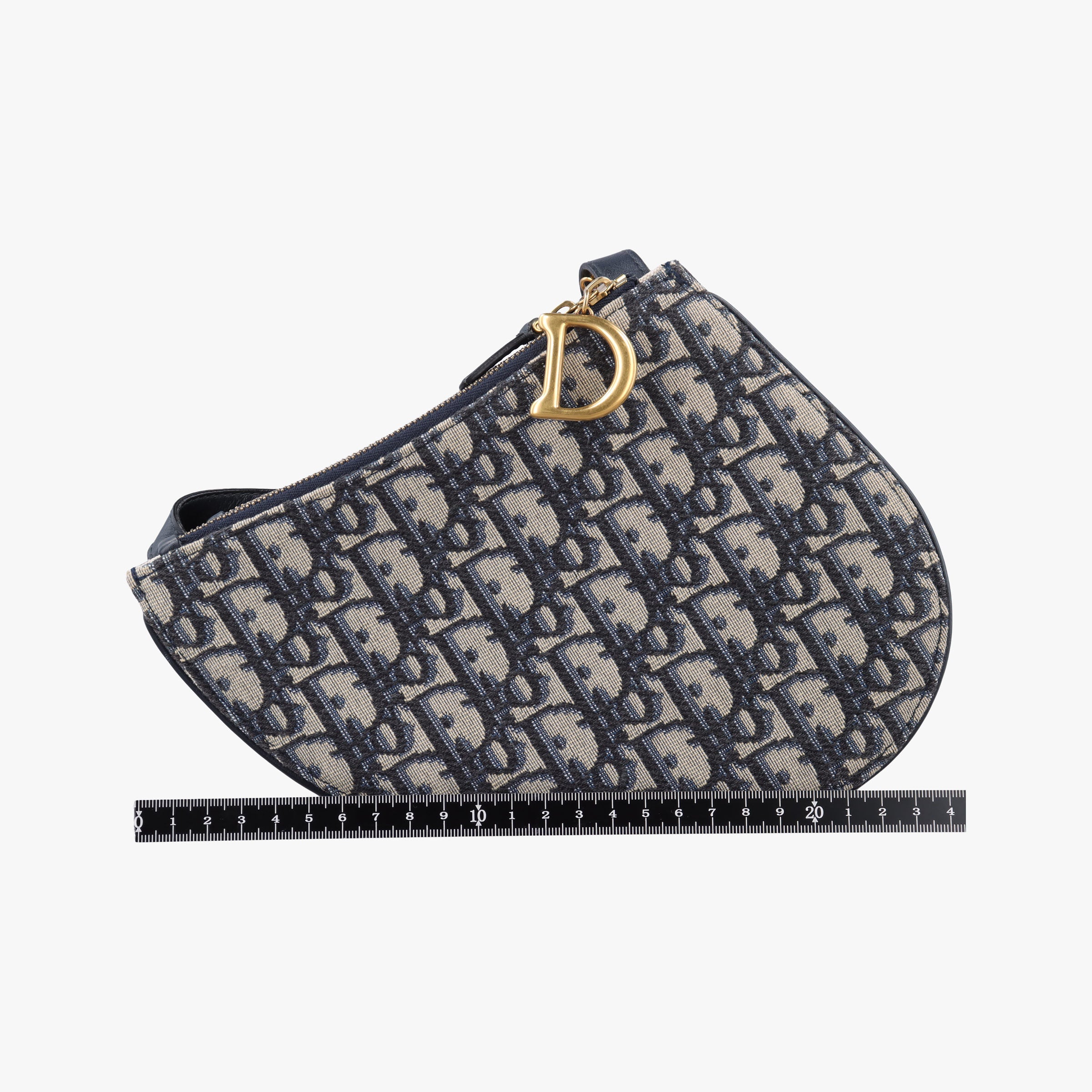 Pre-owned Christian Dior Saddle Navy×gray Jacquard  shoulderbag | stylenewstar