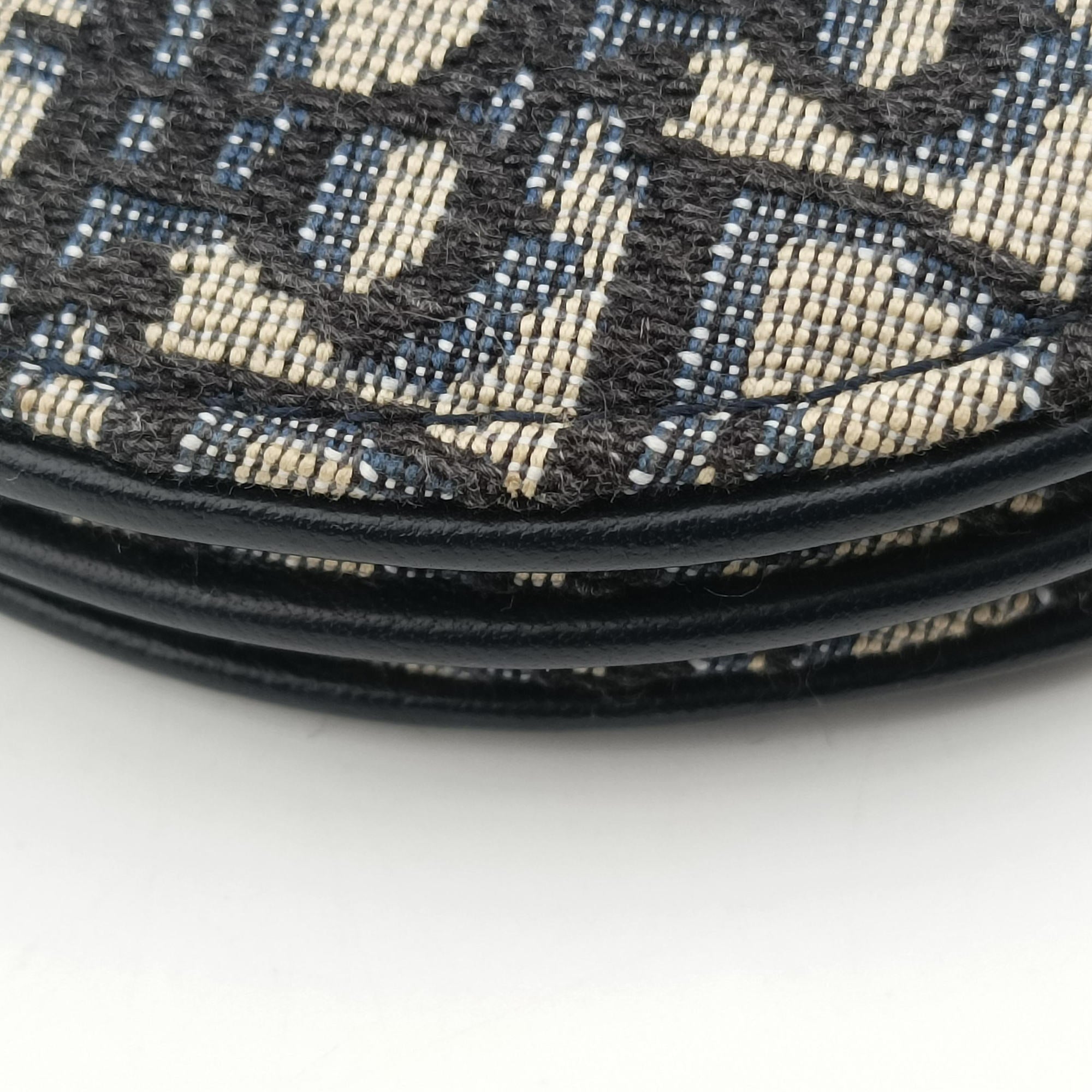 Pre-owned Christian Dior Saddle Navy×gray Jacquard  shoulderbag | stylenewstar
