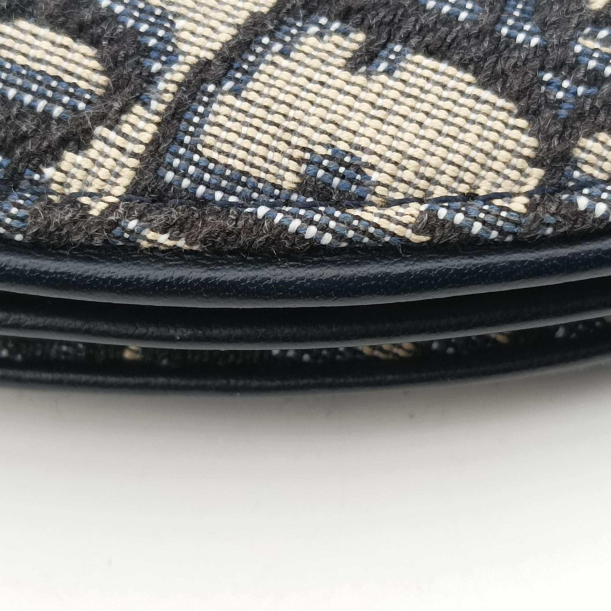 Pre-owned Christian Dior Saddle Navy×gray Jacquard  shoulderbag | stylenewstar