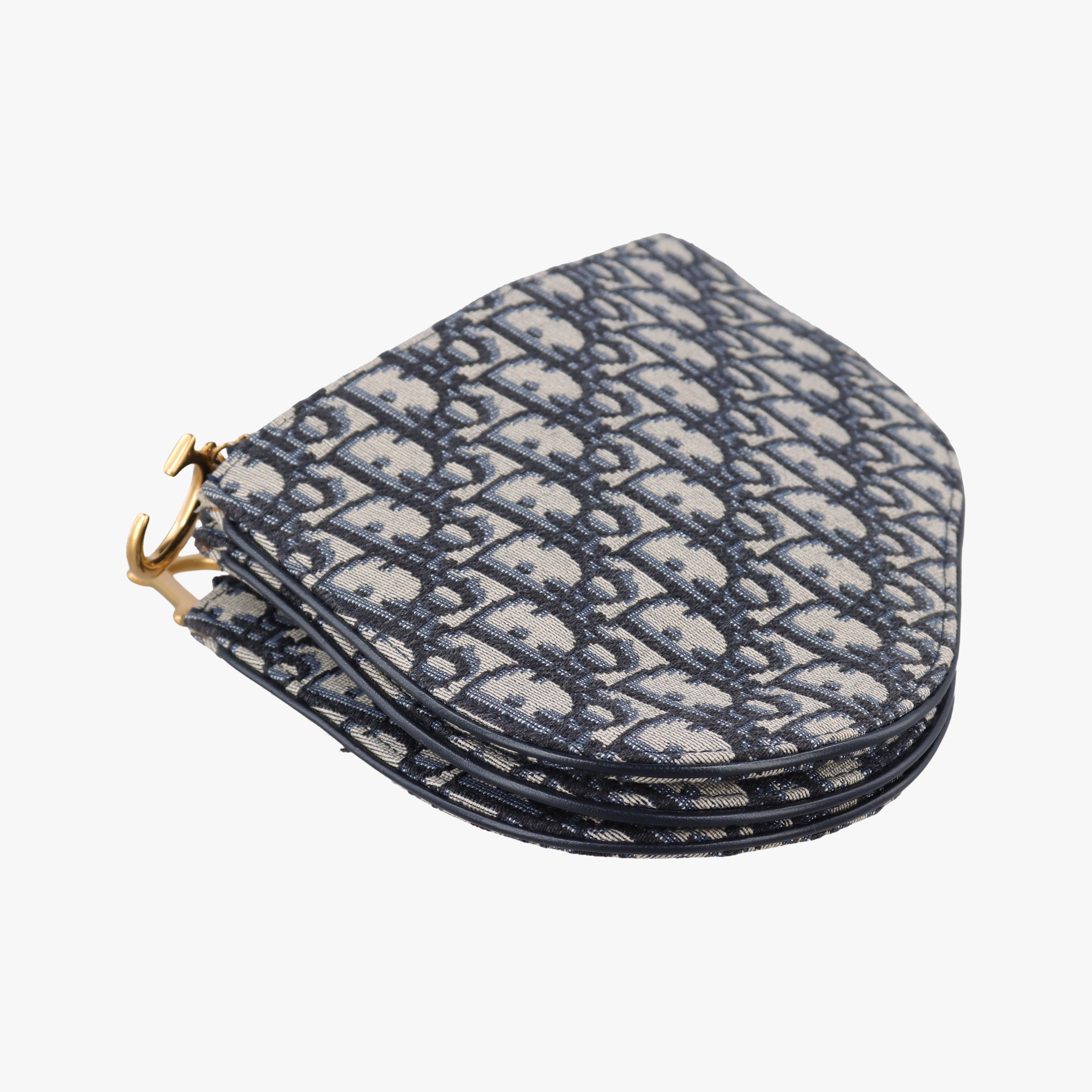 Pre-owned Christian Dior Saddle Navy×gray Jacquard  shoulderbag | stylenewstar