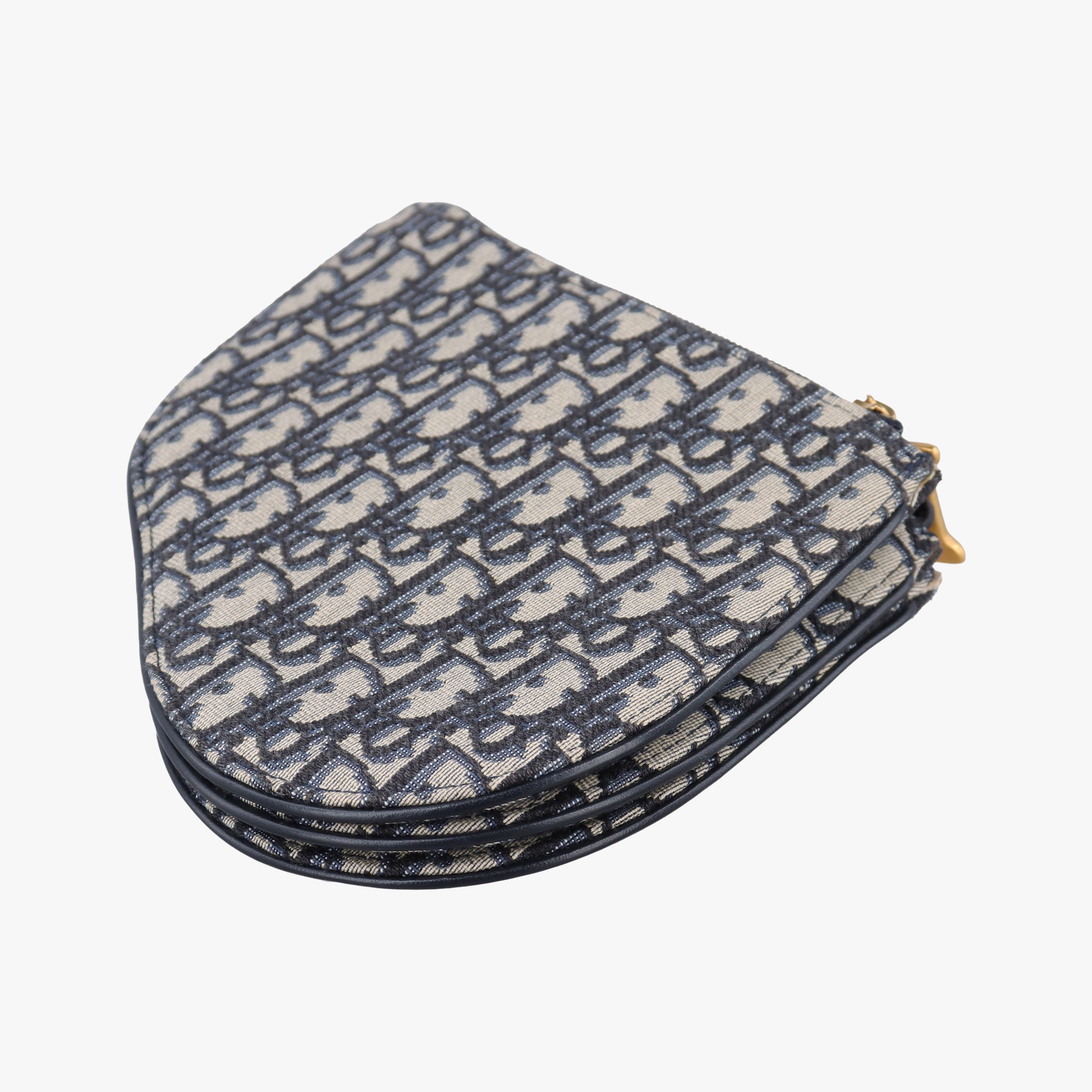 Pre-owned Christian Dior Saddle Navy×gray Jacquard  shoulderbag | stylenewstar