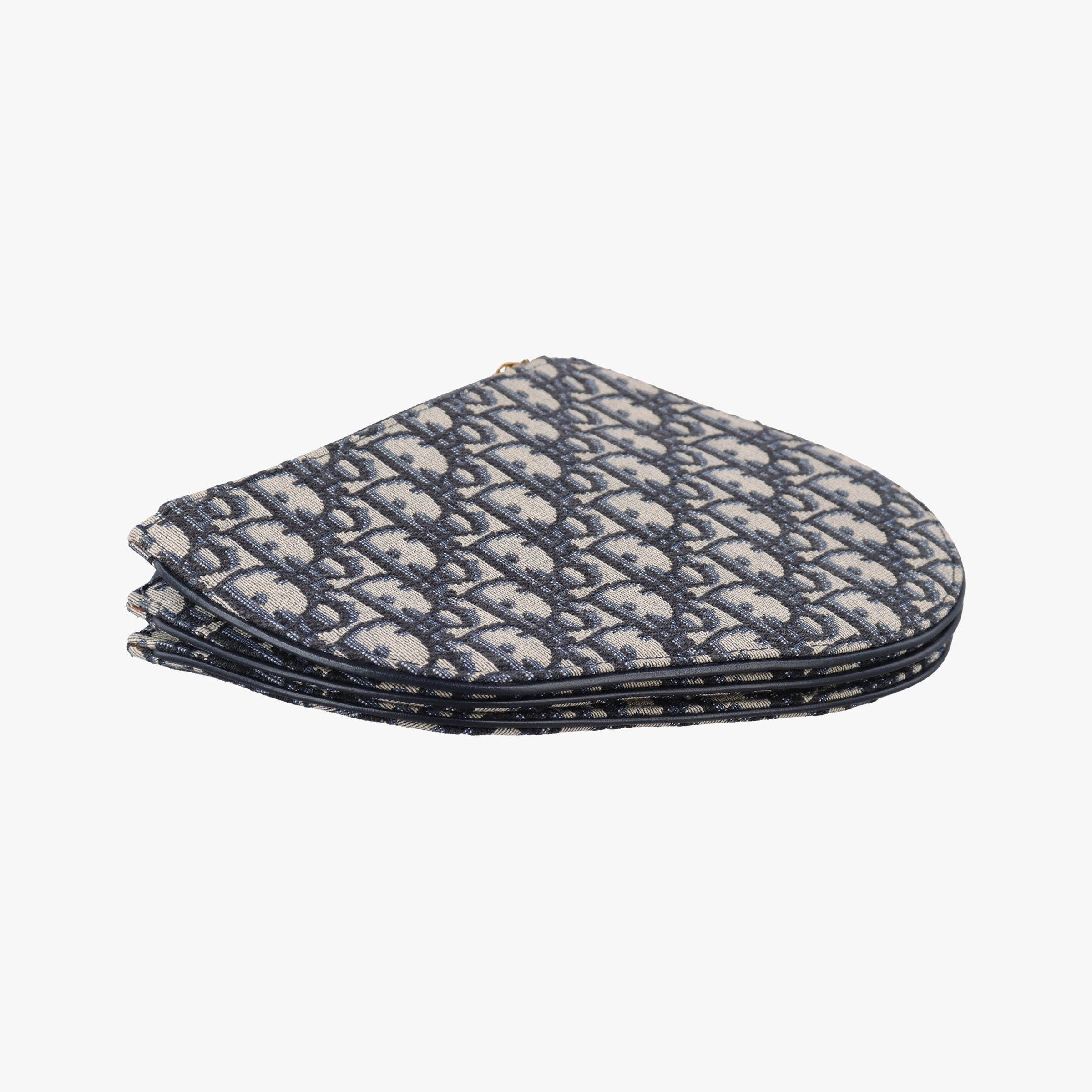 Pre-owned Christian Dior Saddle Navy×gray Jacquard  shoulderbag | stylenewstar
