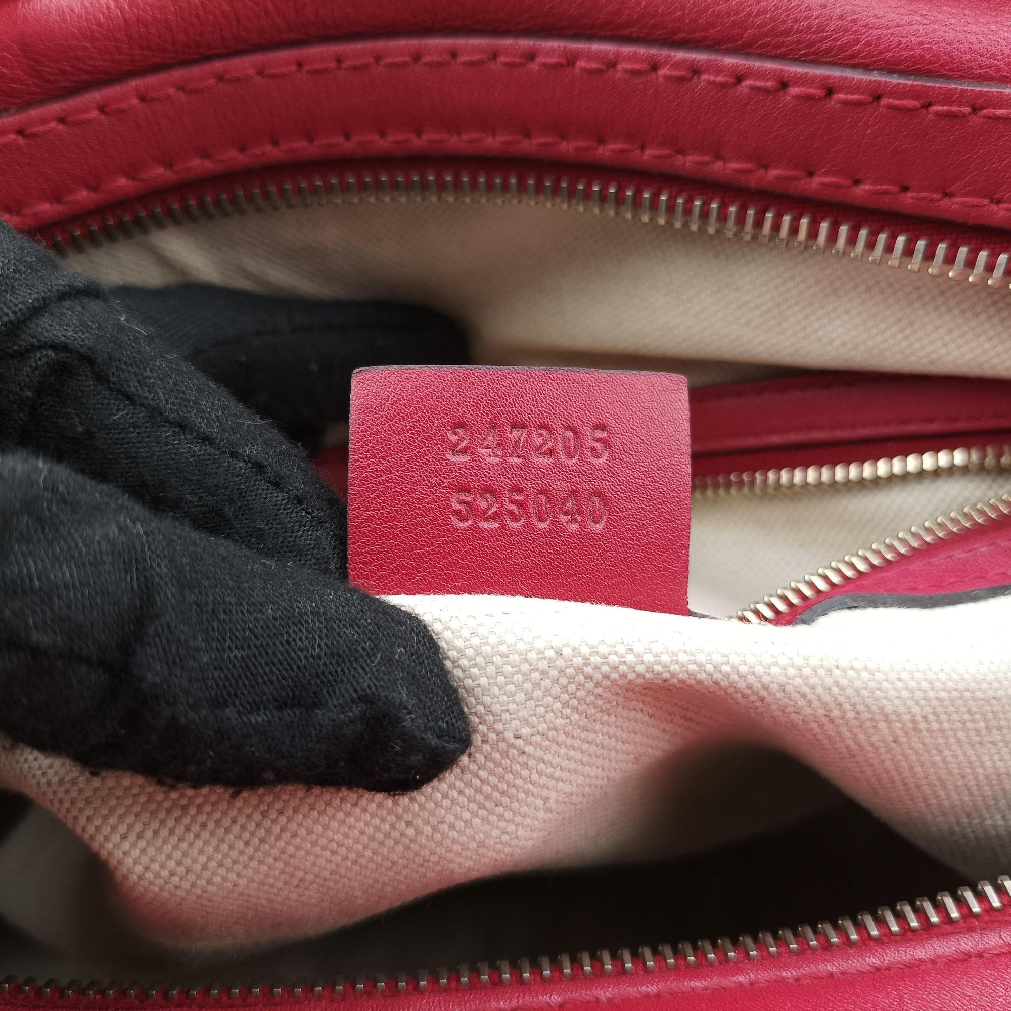 Secondhand Gucci Guccissima Trim Web Joy Red Leather 247205 shoulderbag | stylenewstar