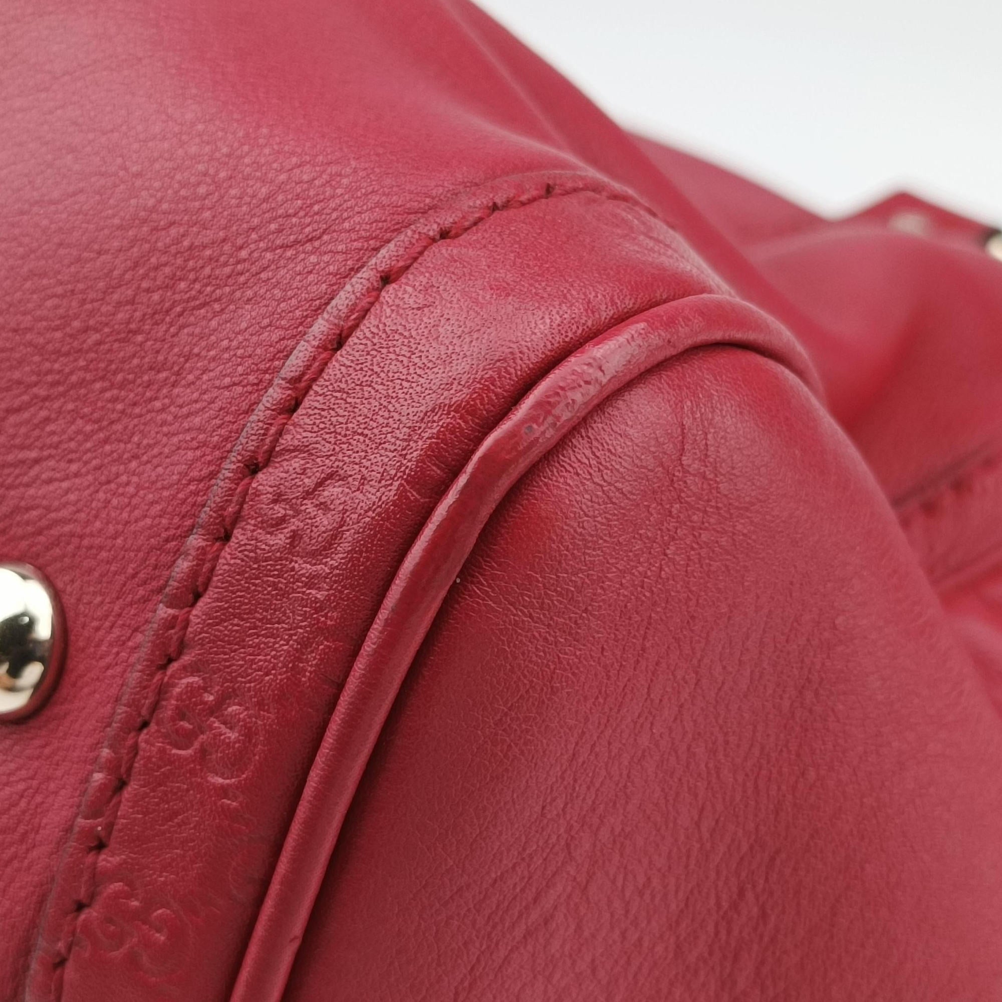 Secondhand Gucci Guccissima Trim Web Joy Red Leather 247205 shoulderbag | stylenewstar