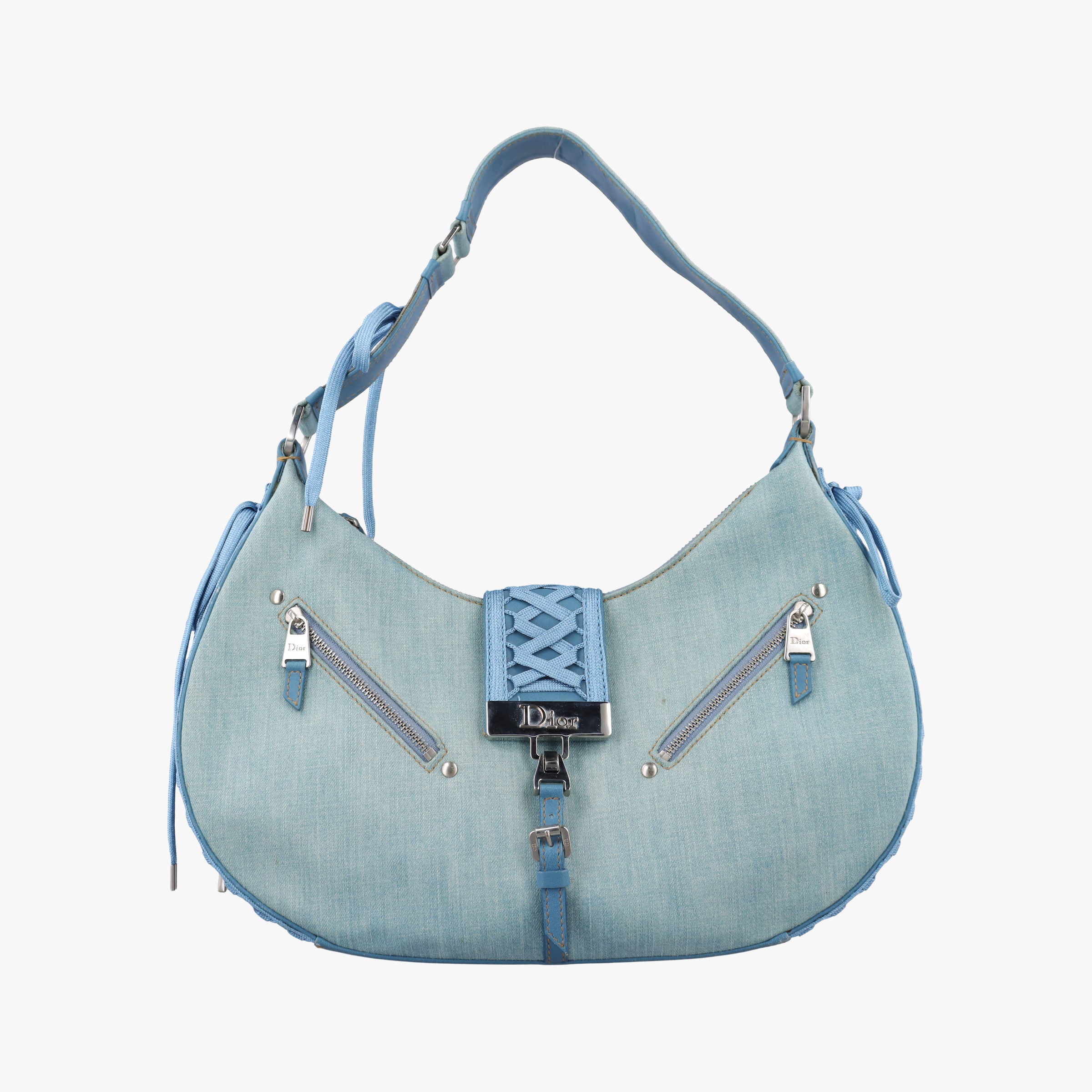 Pre-owned Christian Dior Admit It Blue denim  shoulderbag | stylenewstar