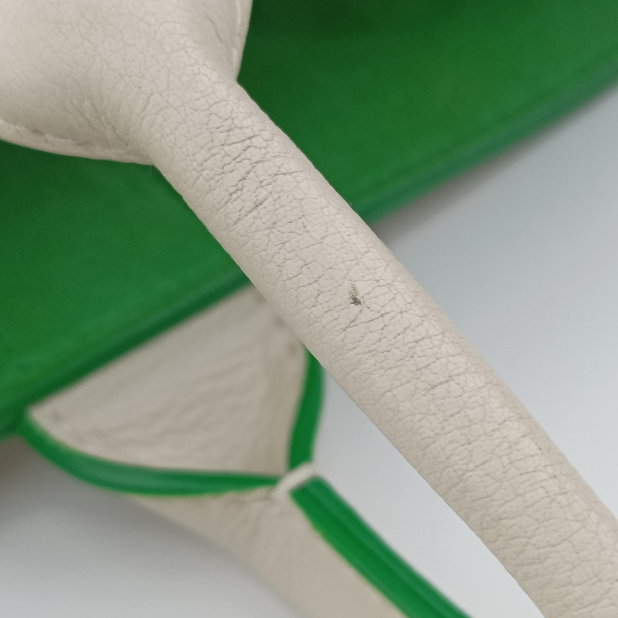 Pre-owned Bottega Veneta THE ARCO Tote White×Green lambskin  handbag | stylenewstar