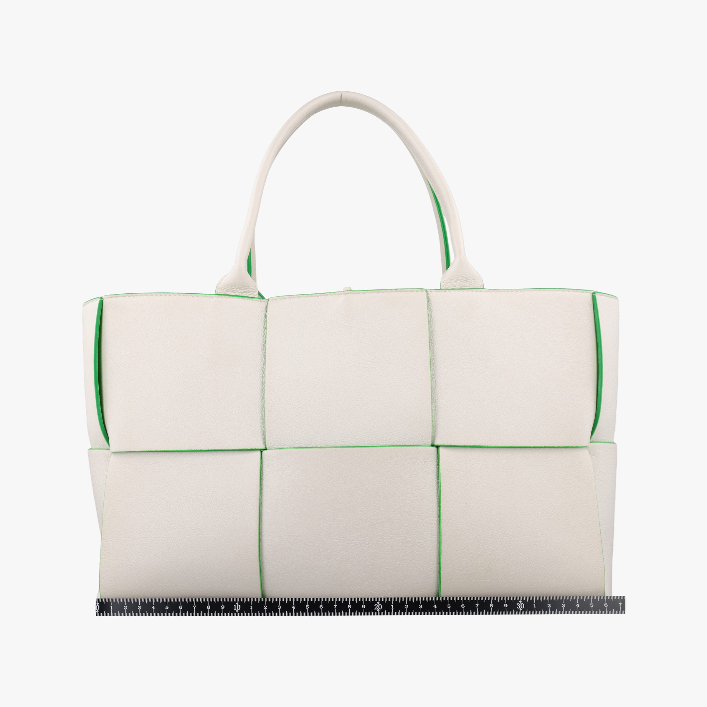 Pre-owned Bottega Veneta THE ARCO Tote White×Green lambskin  handbag | stylenewstar