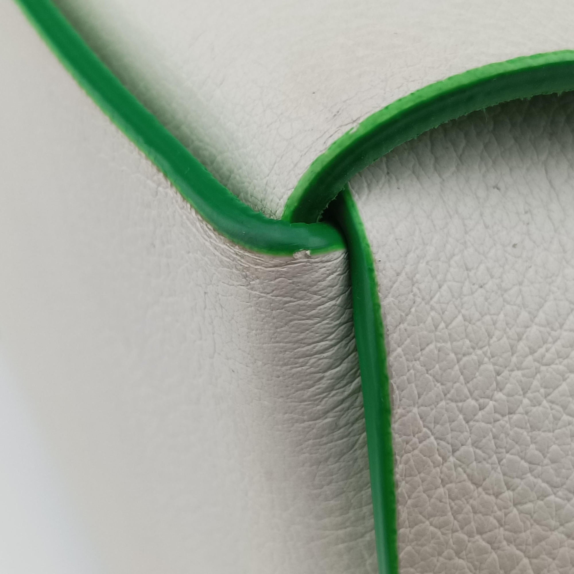 Pre-owned Bottega Veneta THE ARCO Tote White×Green lambskin  handbag | stylenewstar