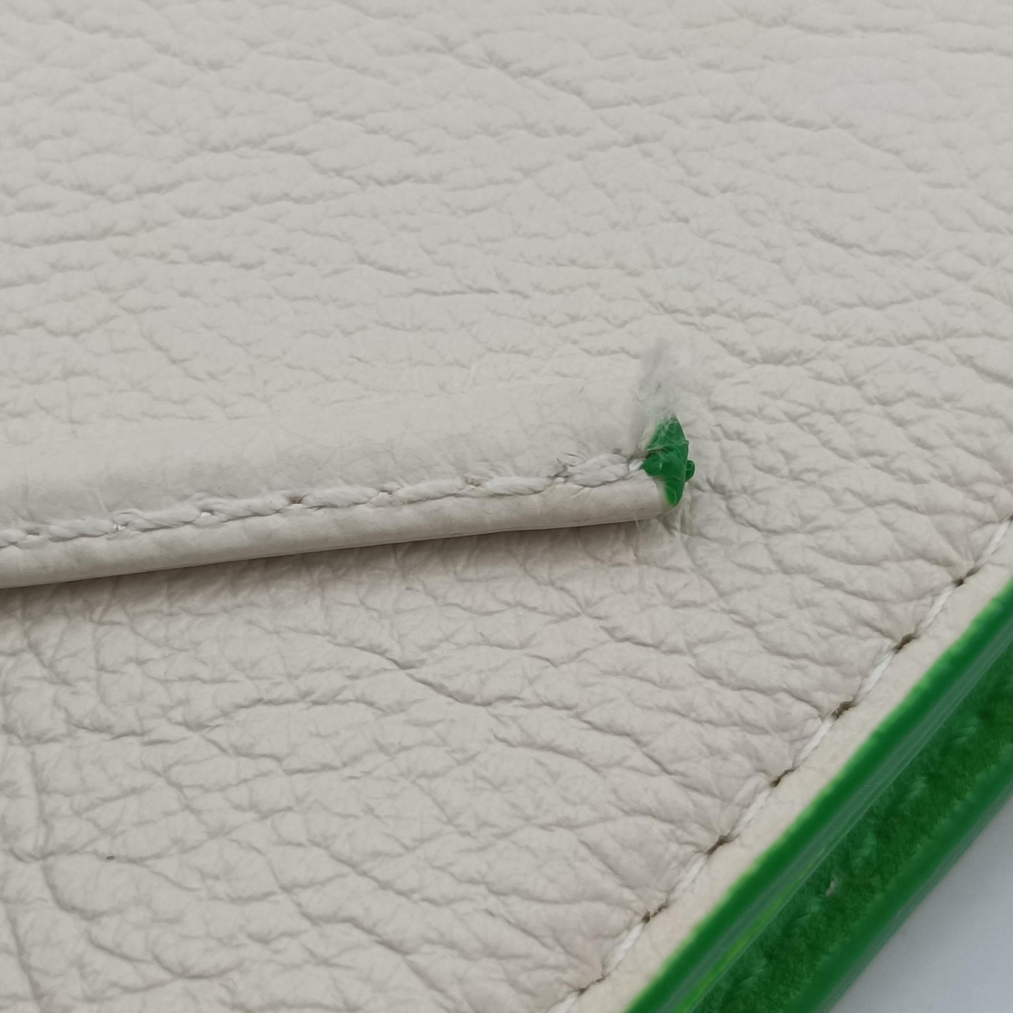 Pre-owned Bottega Veneta THE ARCO Tote White×Green lambskin  handbag | stylenewstar