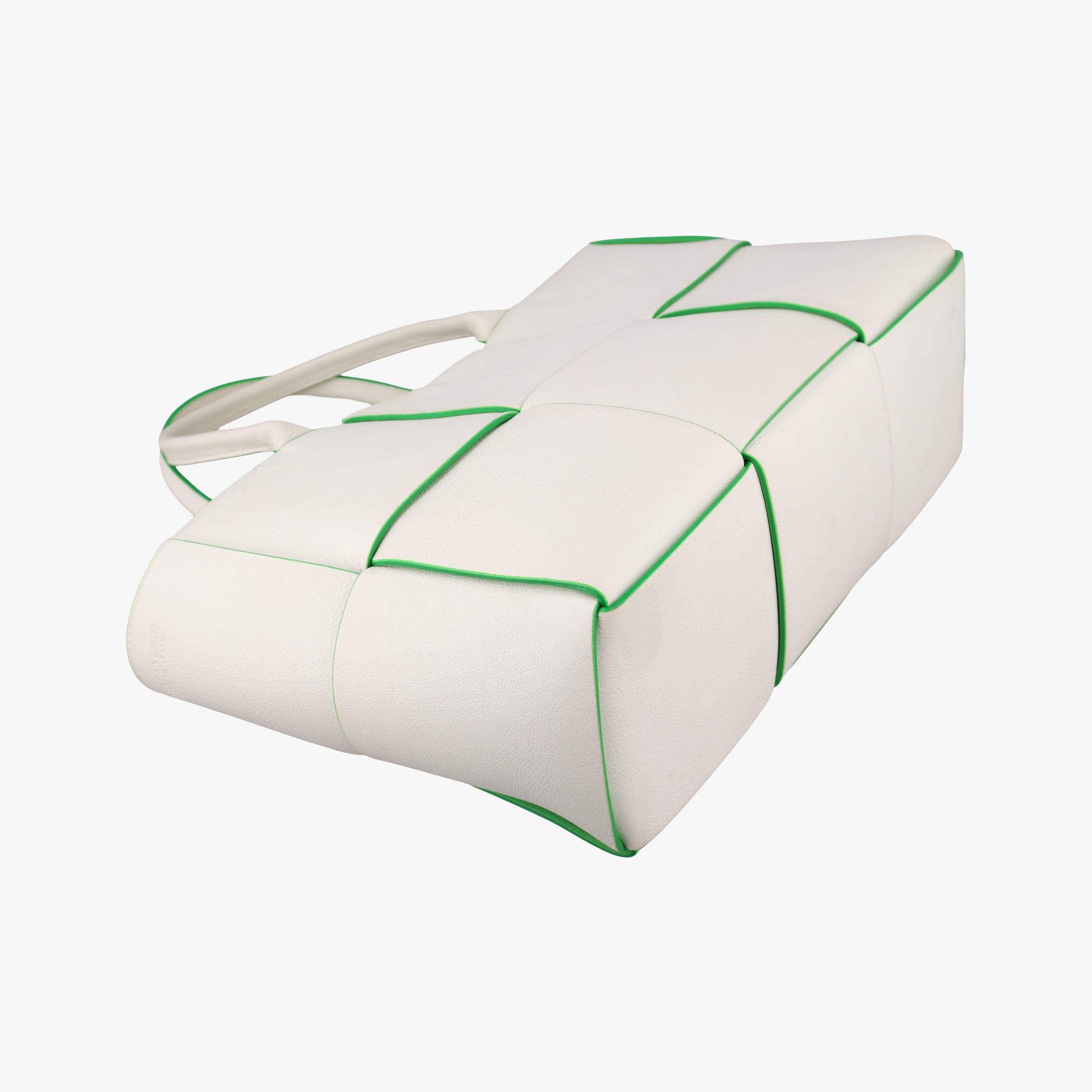 Pre-owned Bottega Veneta THE ARCO Tote White×Green lambskin  handbag | stylenewstar