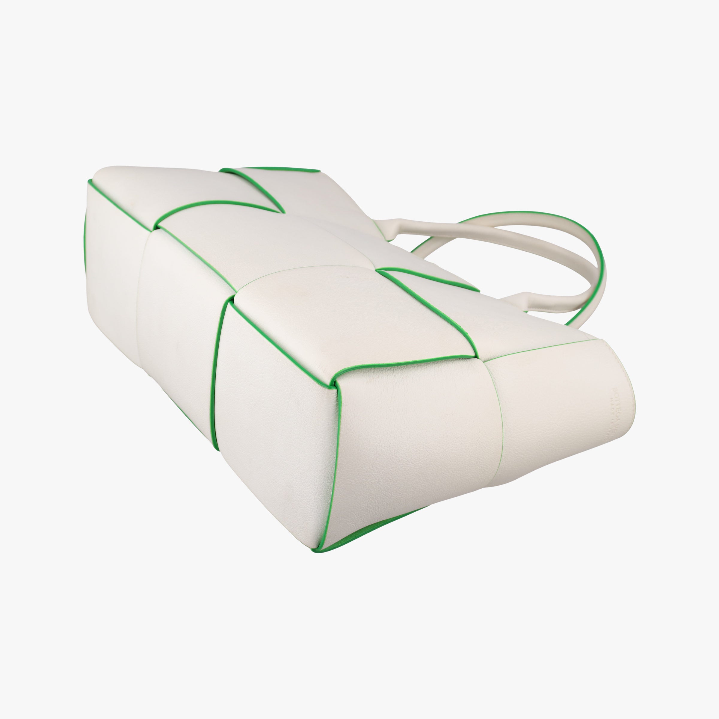 Pre-owned Bottega Veneta THE ARCO Tote White×Green lambskin  handbag | stylenewstar