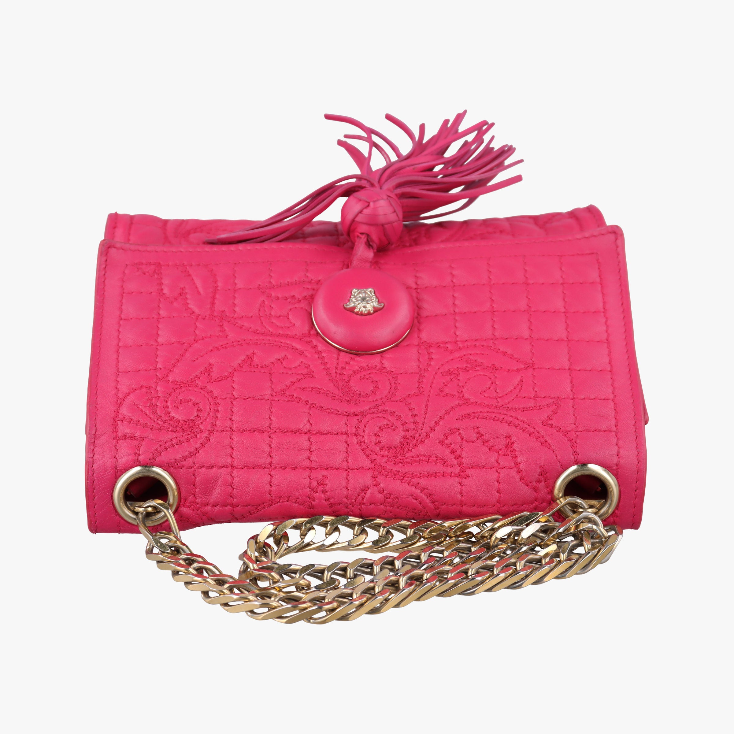Pre-owned VERSACE quilted chain Rose leather  shoulderbag | stylenewstar