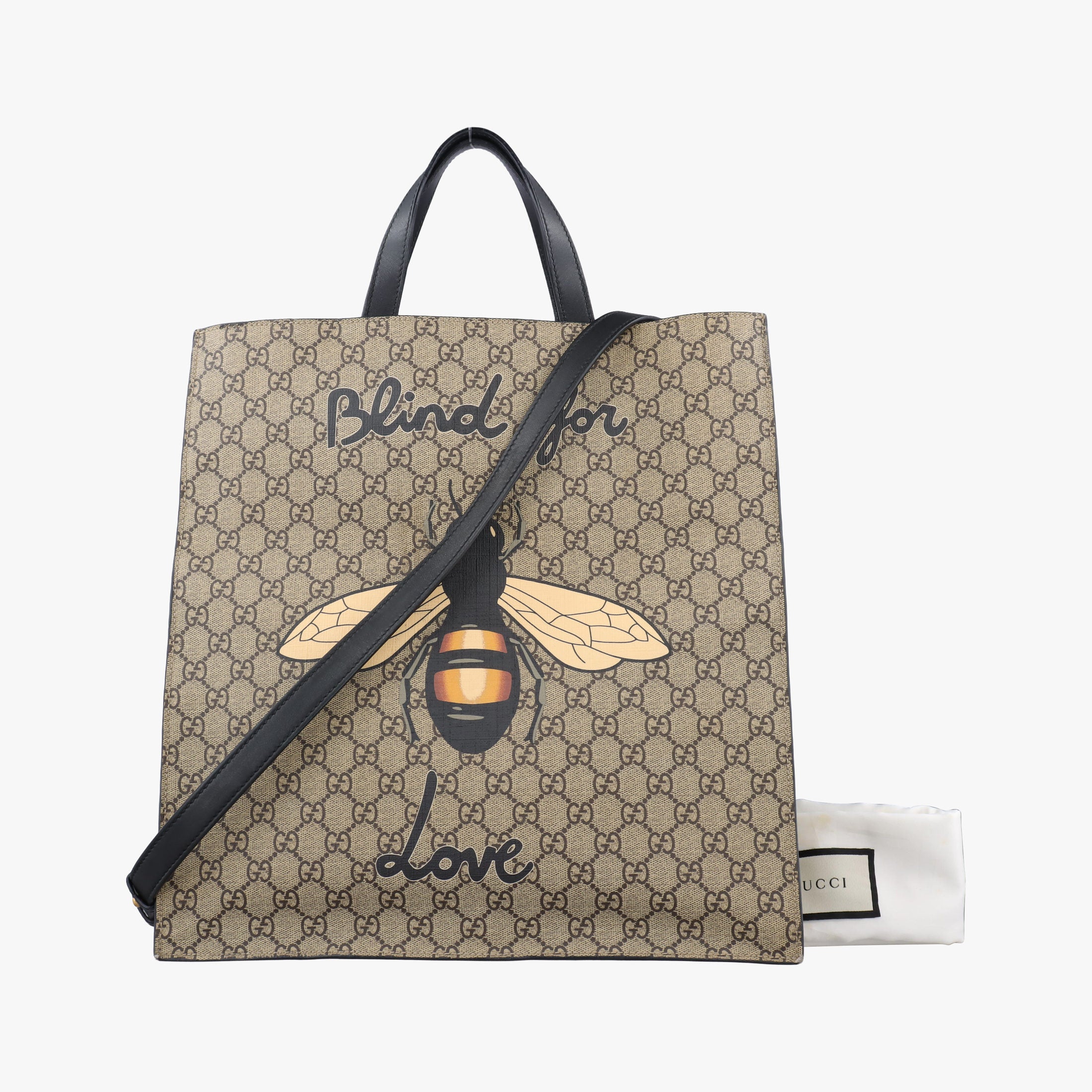 Pre-owned Gucci GG Supreme Bee Beige×black PVC coated canvas×Leather 450950 shoulderbag | stylenewstar