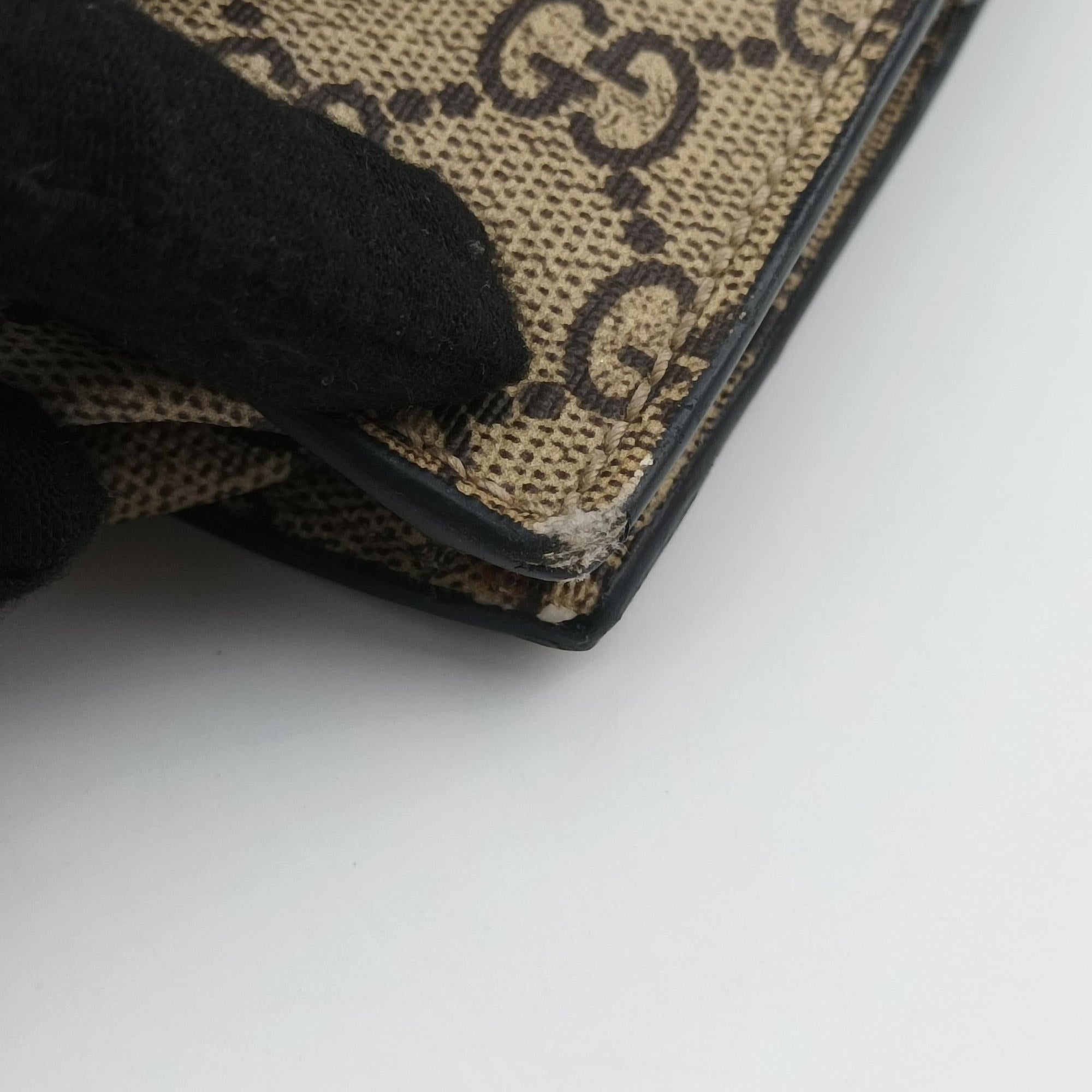 Pre-owned Gucci GG Supreme Bee Beige×black PVC coated canvas×Leather 450950 shoulderbag | stylenewstar