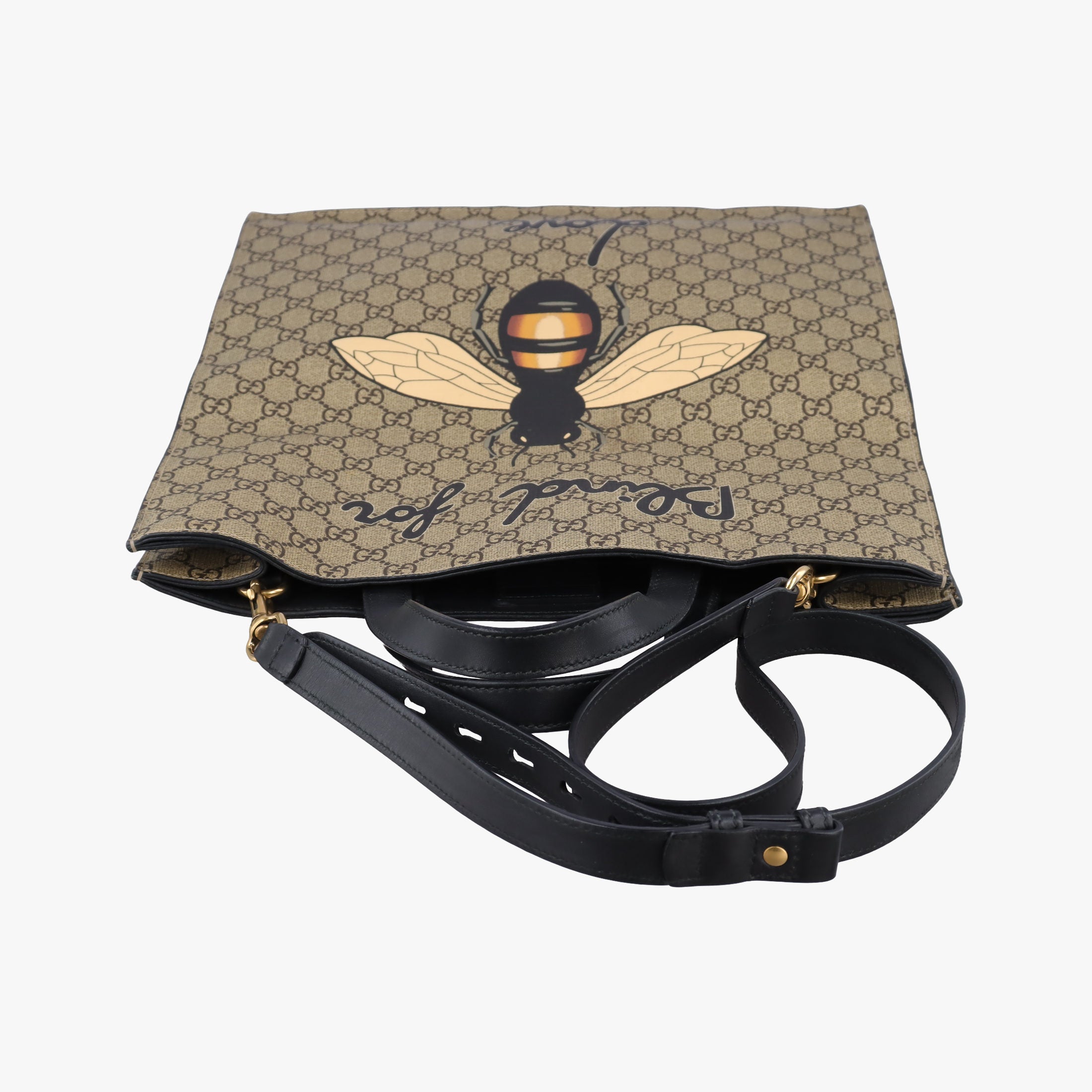 Pre-owned Gucci GG Supreme Bee Beige×black PVC coated canvas×Leather 450950 shoulderbag | stylenewstar