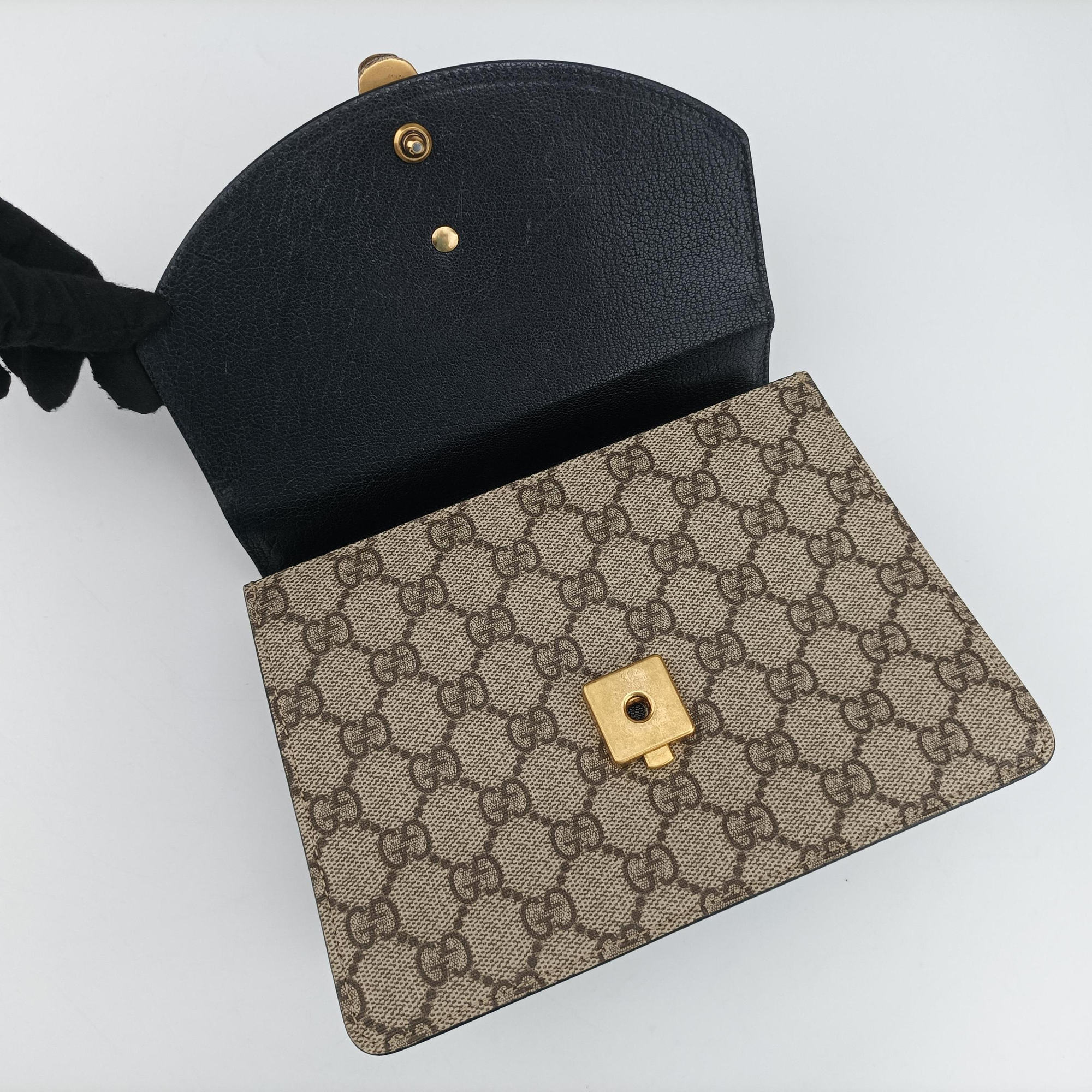 Pre-owned Gucci Mini Fox Brooch Bamboo Beige×Multicolour PVC coated canvas×Leather 466428 shoulderbag | stylenewstar