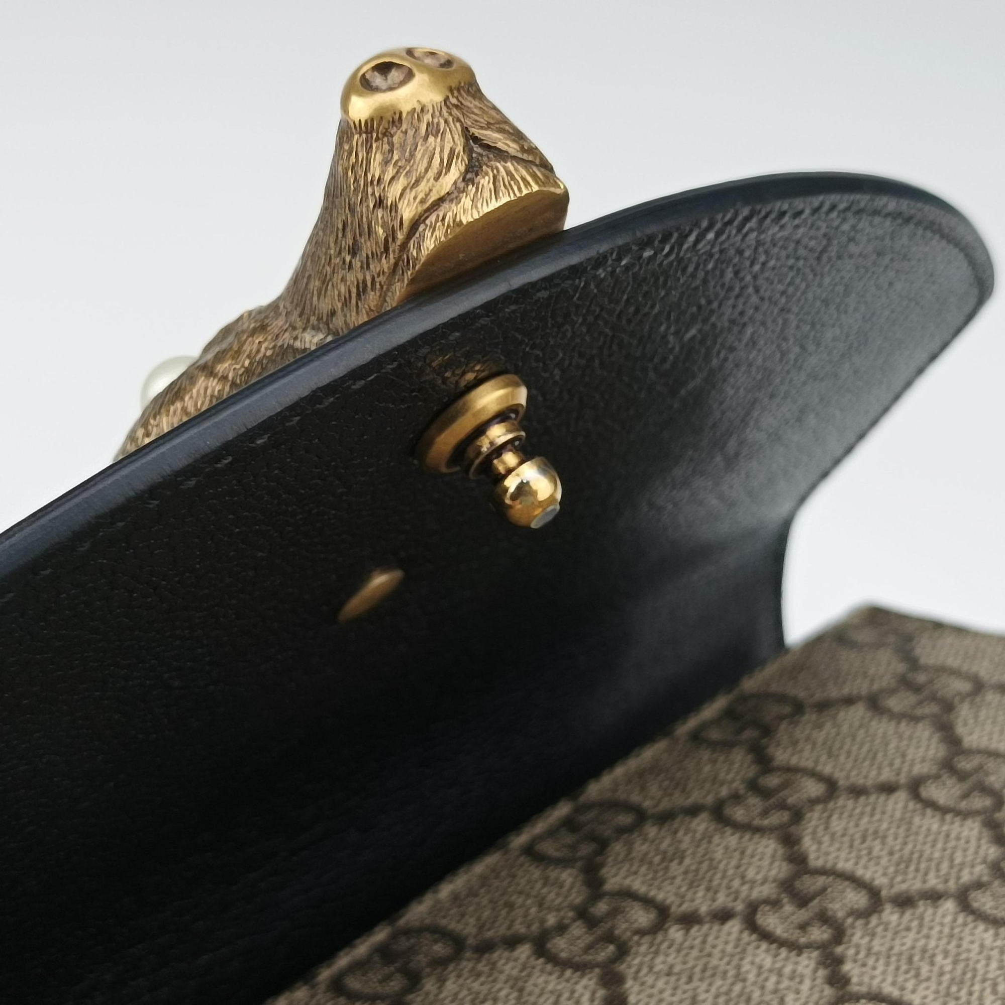 Pre-owned Gucci Mini Fox Brooch Bamboo Beige×Multicolour PVC coated canvas×Leather 466428 shoulderbag | stylenewstar