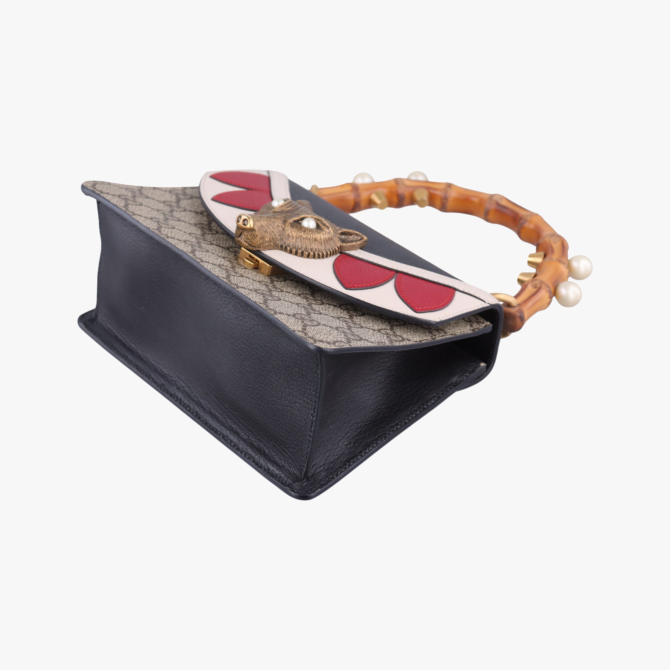 Pre-owned Gucci Mini Fox Brooch Bamboo Beige×Multicolour PVC coated canvas×Leather 466428 shoulderbag | stylenewstar