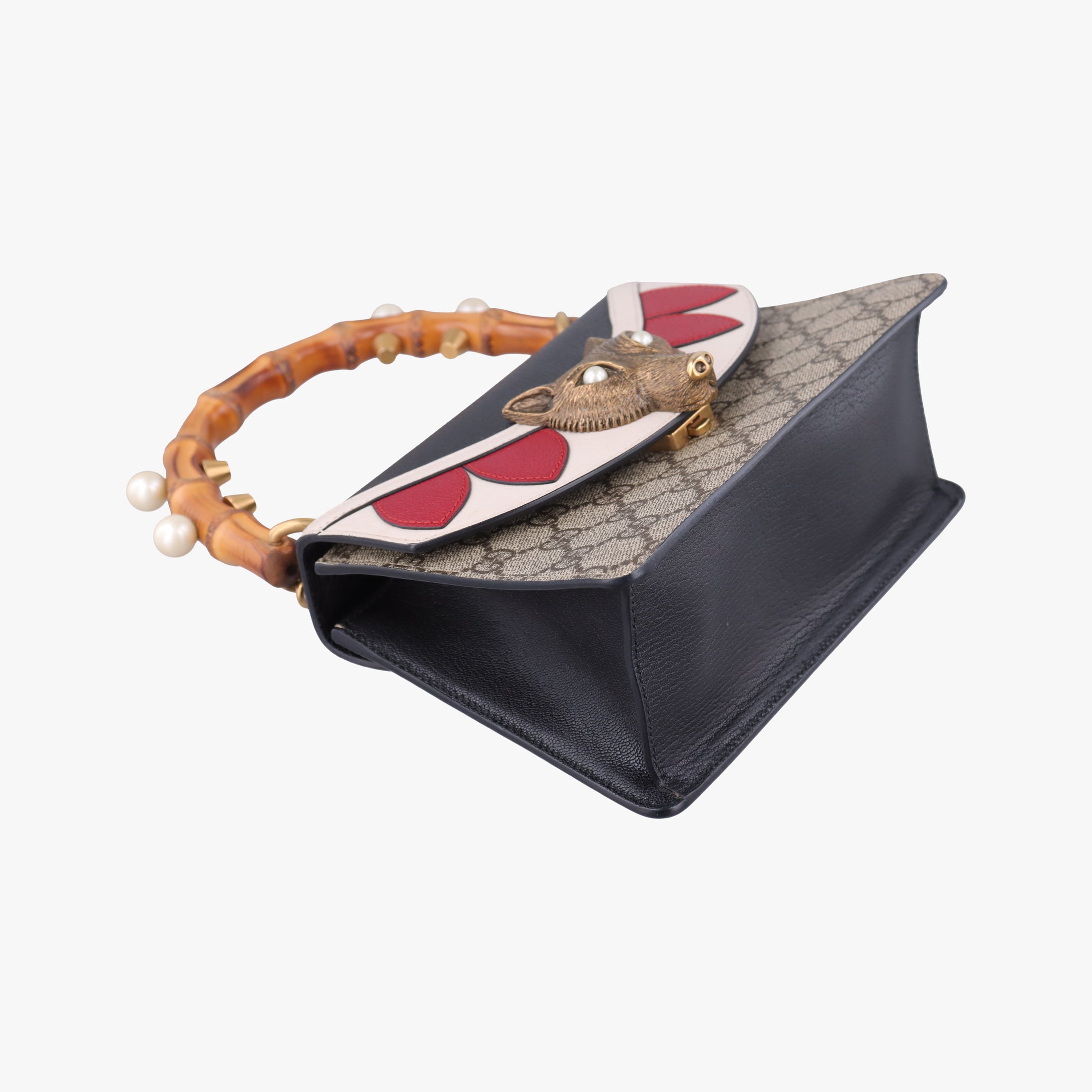 Pre-owned Gucci Mini Fox Brooch Bamboo Beige×Multicolour PVC coated canvas×Leather 466428 shoulderbag | stylenewstar
