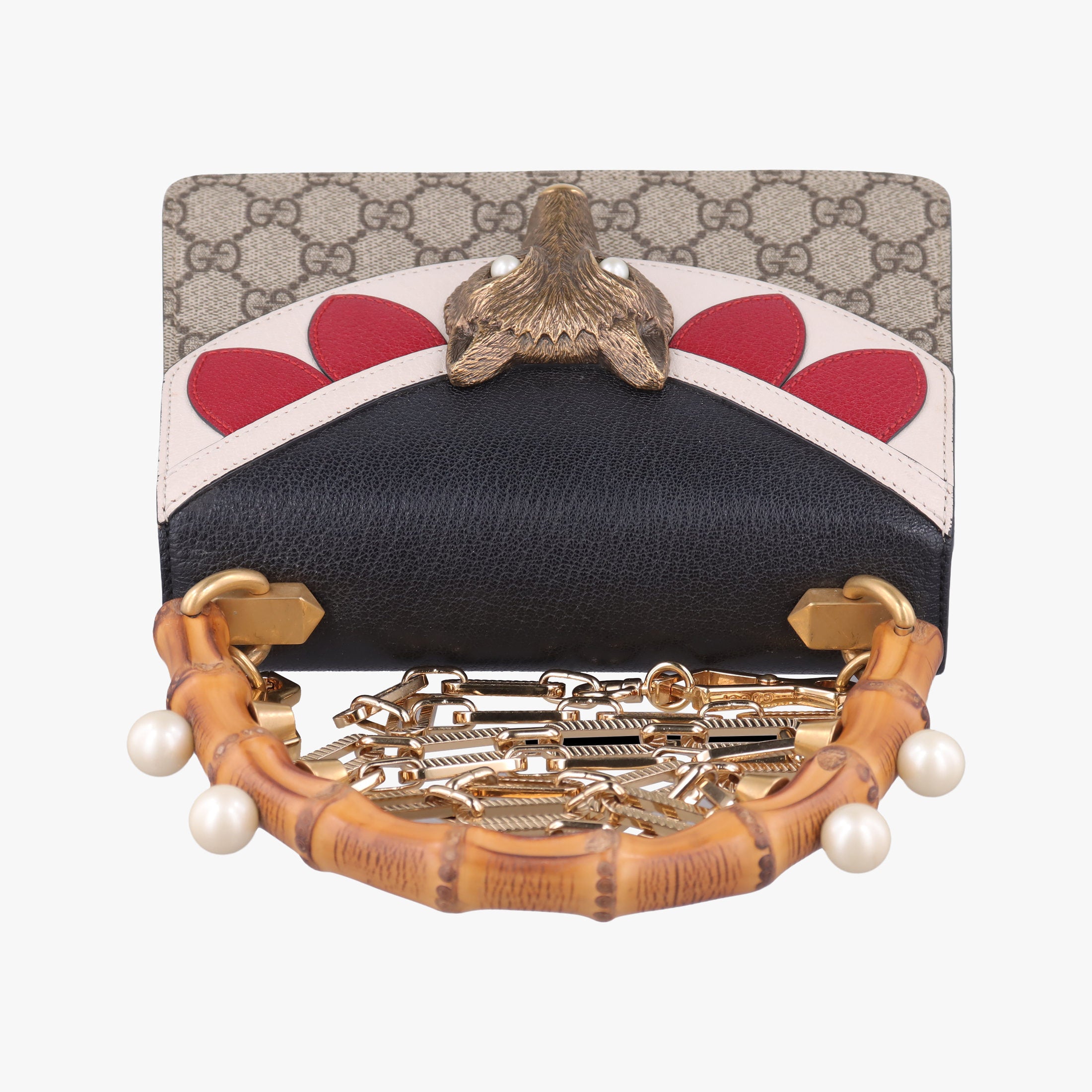 Pre-owned Gucci Mini Fox Brooch Bamboo Beige×Multicolour PVC coated canvas×Leather 466428 shoulderbag | stylenewstar