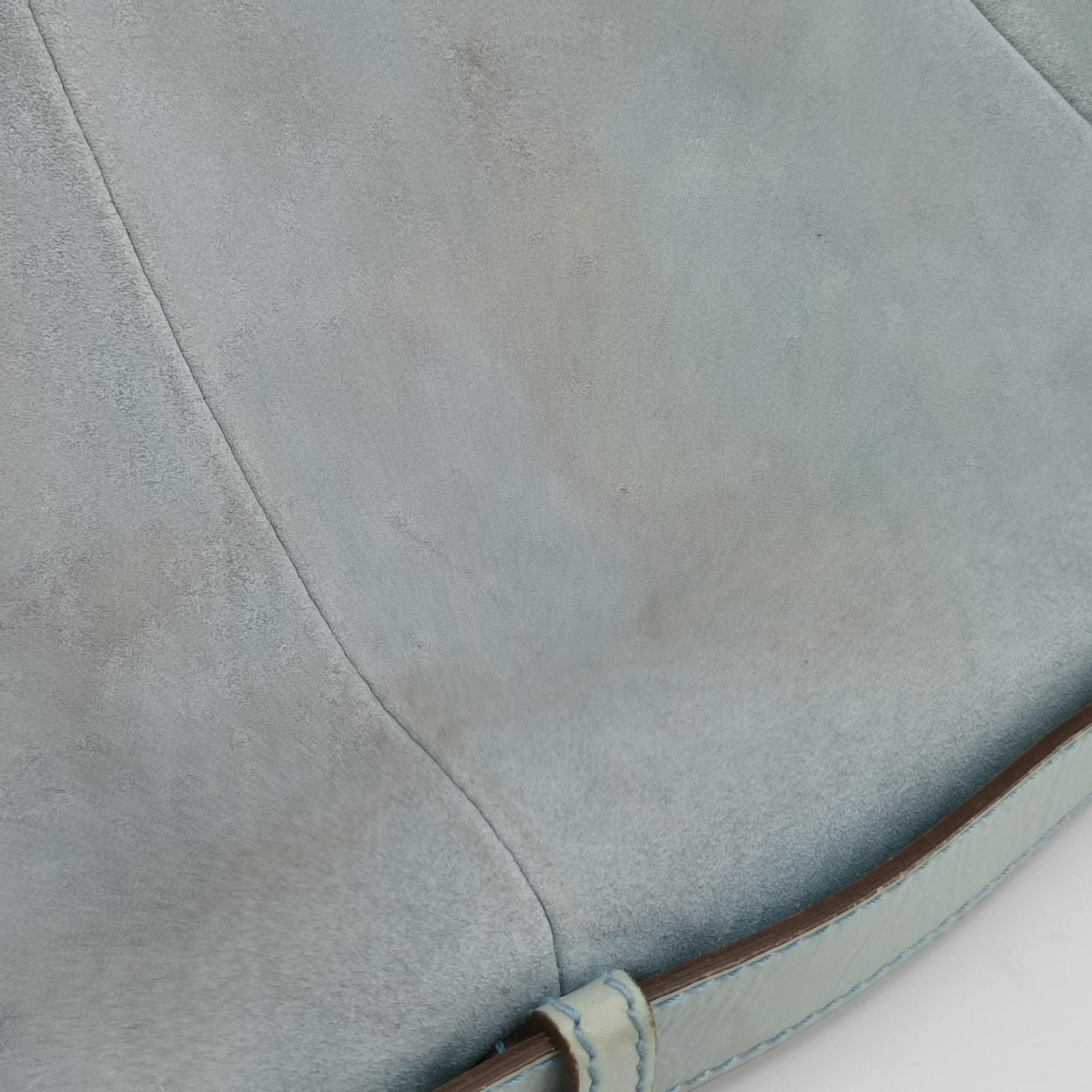 Pre-owned Yves Saint Laurent Rive Gauche Mombasa Light Blue Suede 205118 shoulderbag | stylenewstar