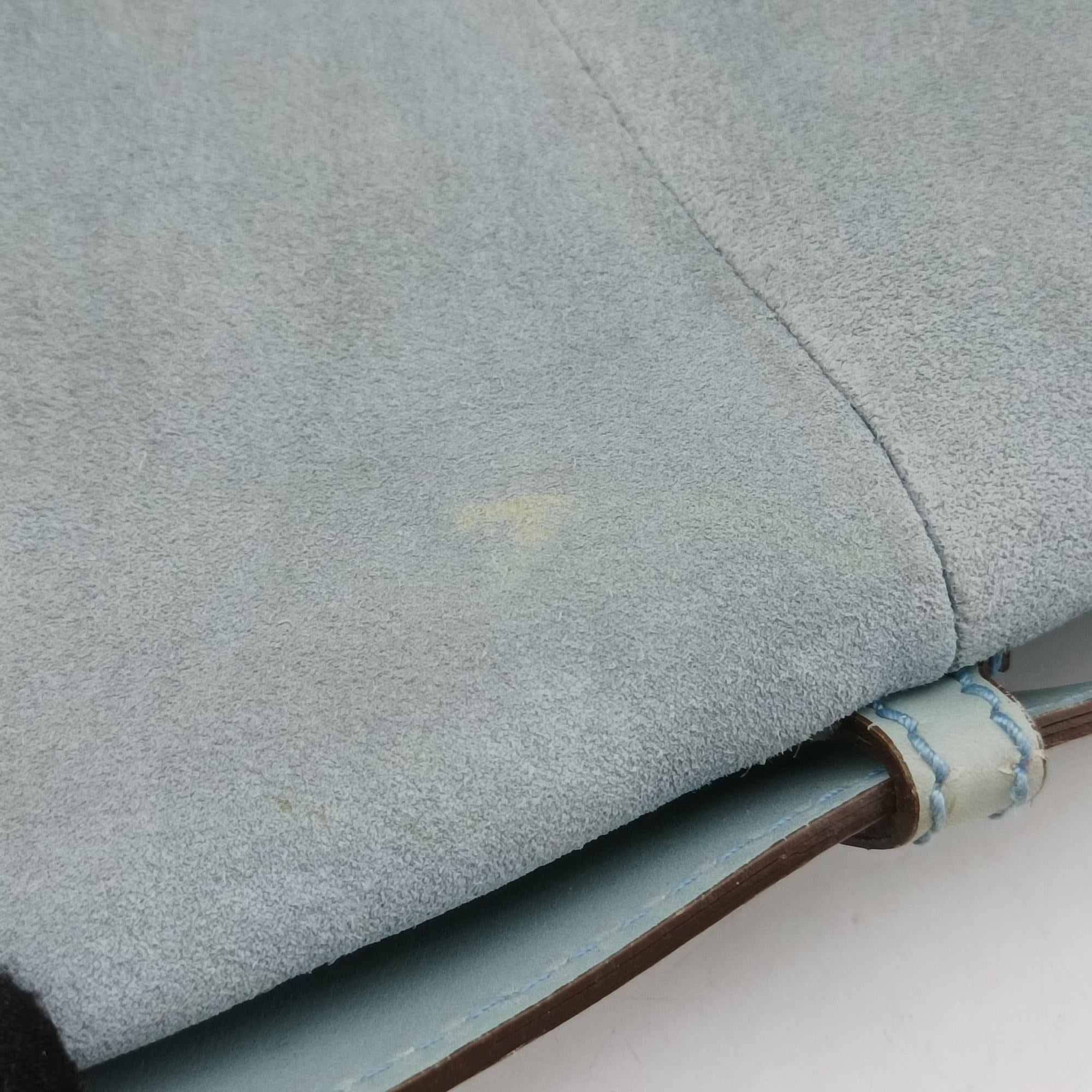 Pre-owned Yves Saint Laurent Rive Gauche Mombasa Light Blue Suede 205118 shoulderbag | stylenewstar