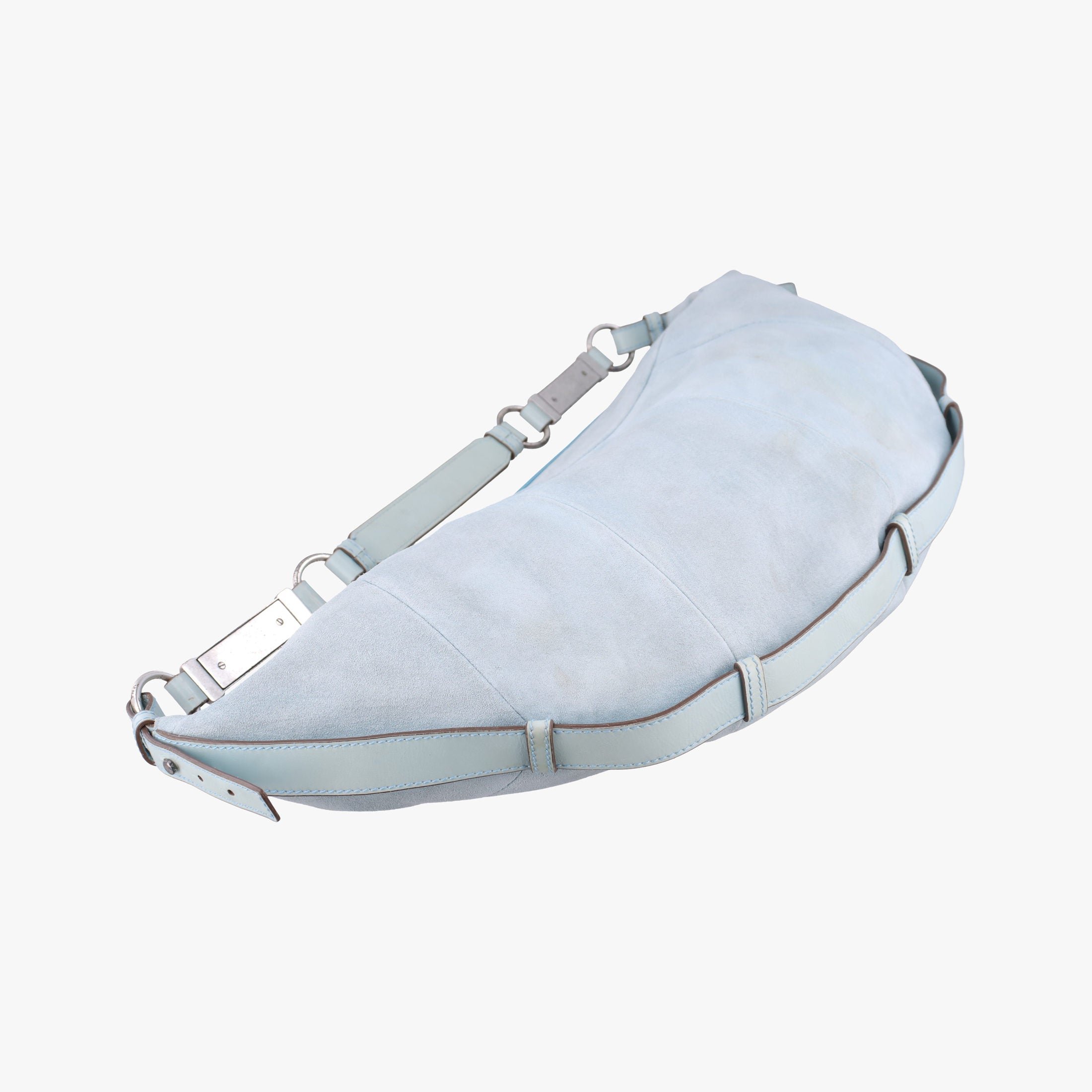 Pre-owned Yves Saint Laurent Rive Gauche Mombasa Light Blue Suede 205118 shoulderbag | stylenewstar